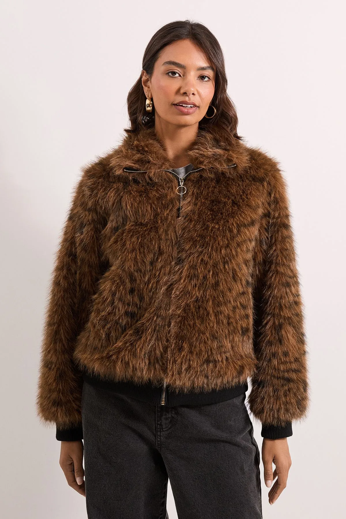Tiger Faux Fur Bomber Jacket