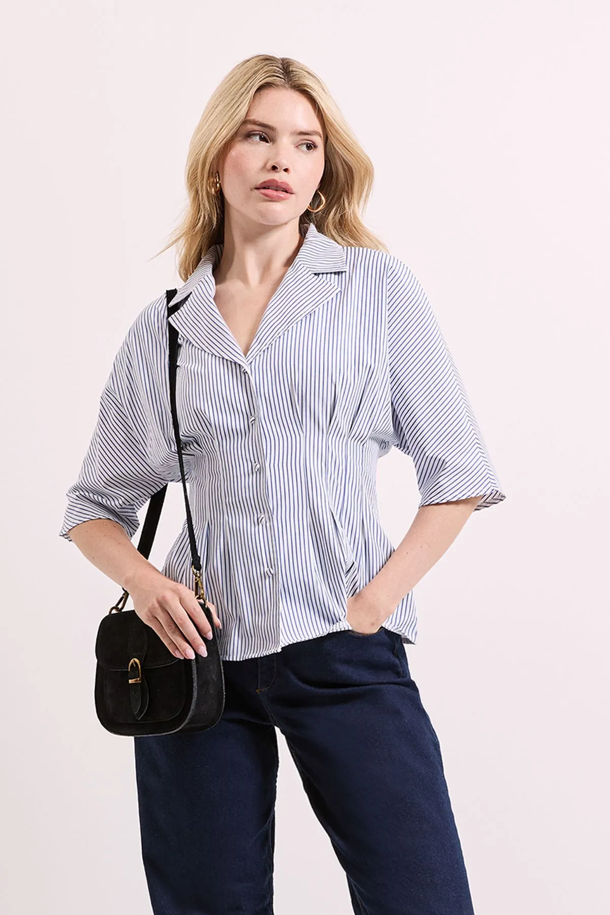 Batwing Pinstripe Corset Shirt