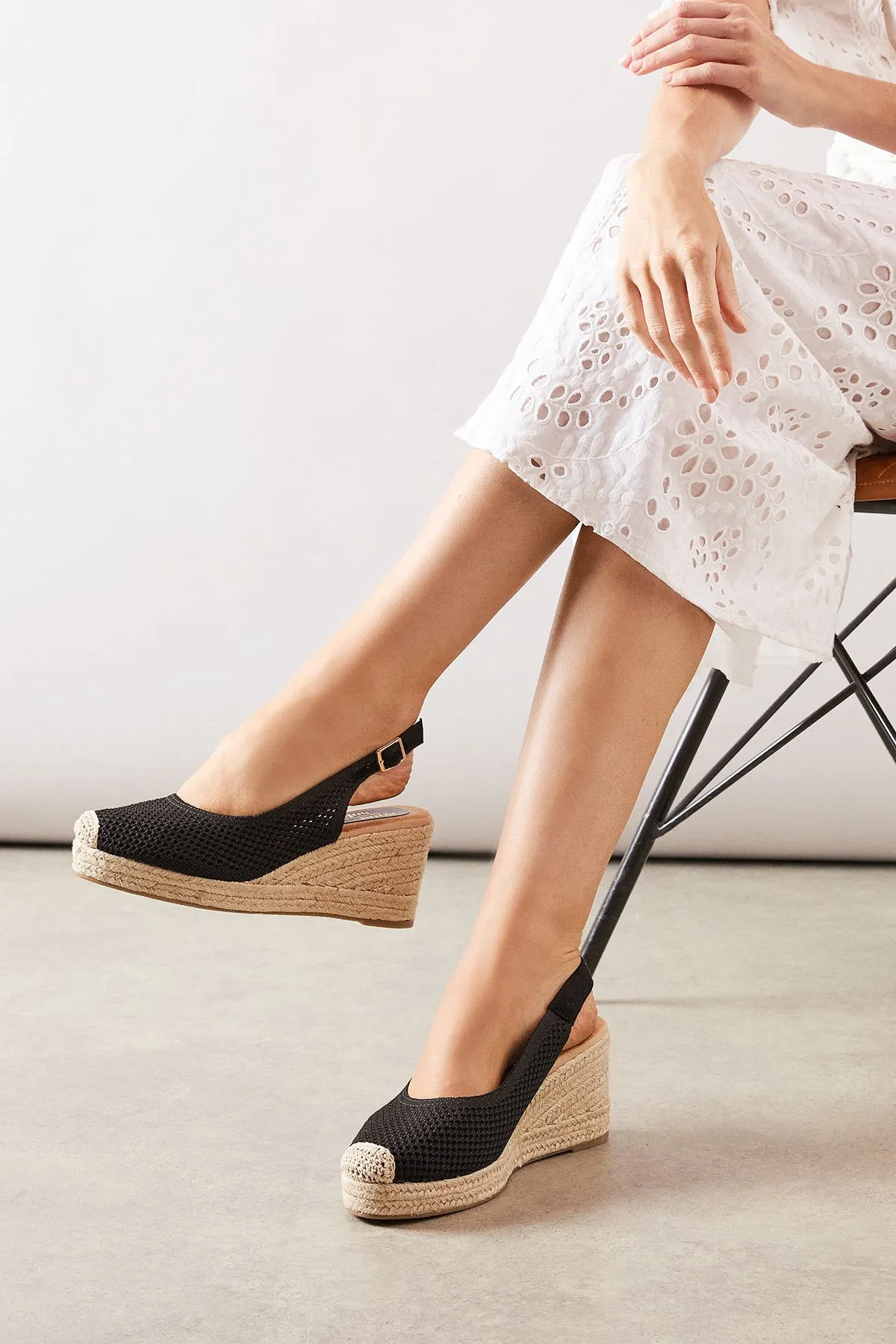 Good For The Sole: Angie Textile Open Weave Closed Toe Slingback Espadrille Wedge Sandals