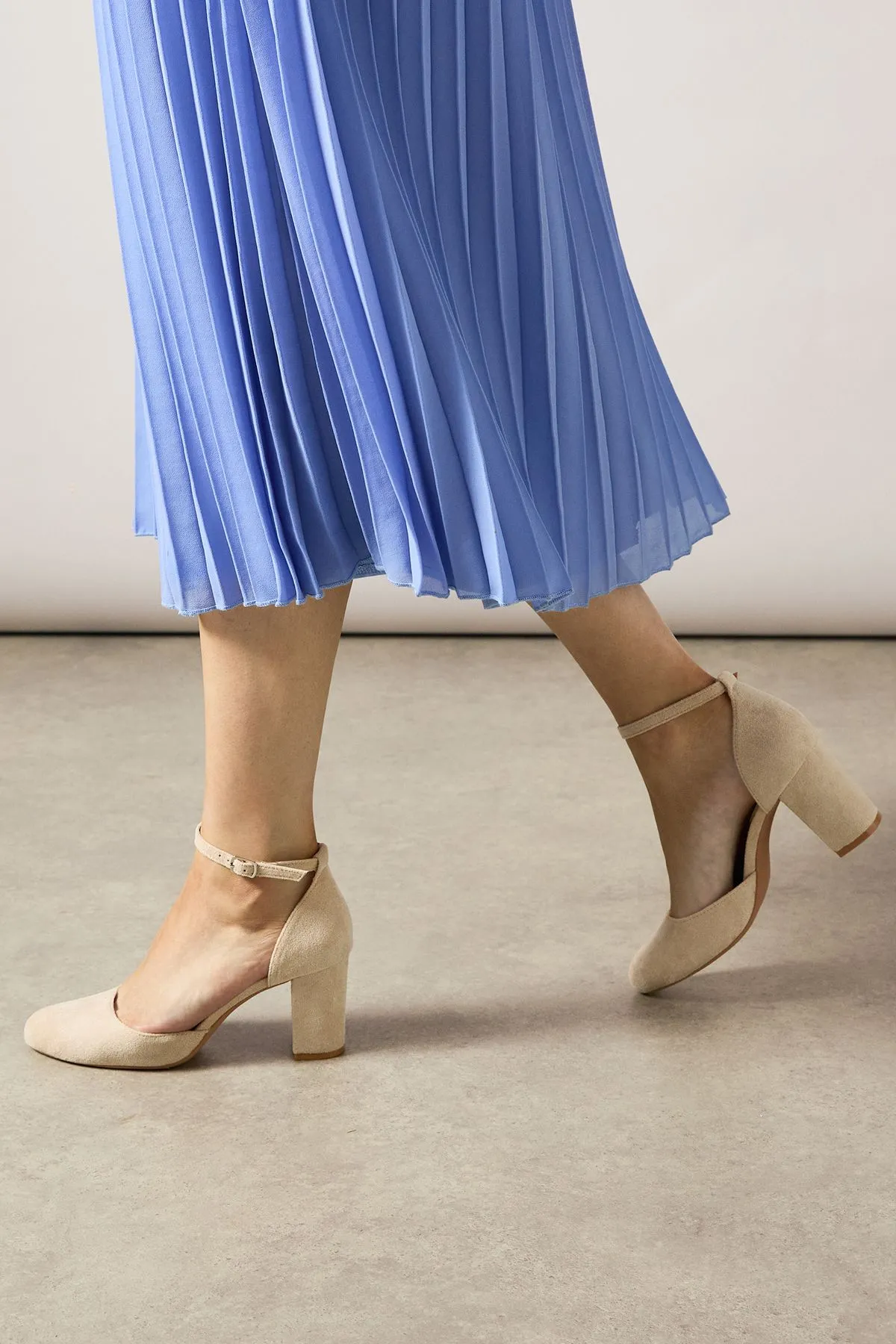 Good For The Sole: Florinda Faux Leather Almond Toe High Block Heel Court Shoes