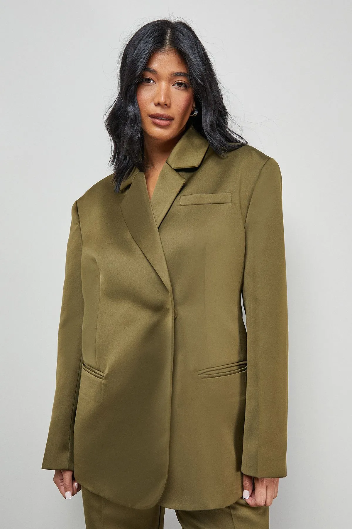 Premium Satin Oversized Blazer Co-ord