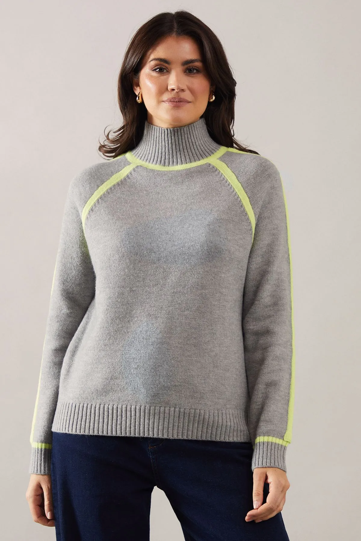 Tipped High Neck Jumper
