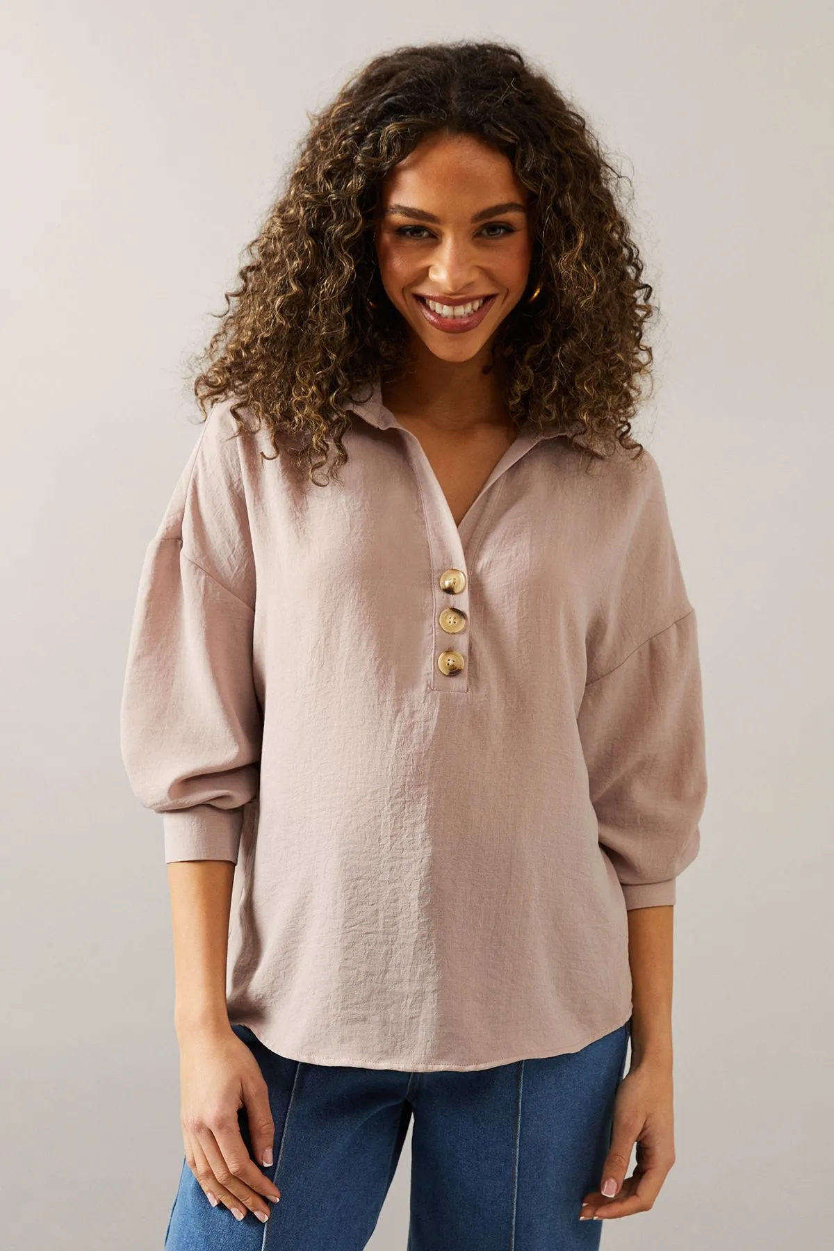 Collared Button Down Blouse