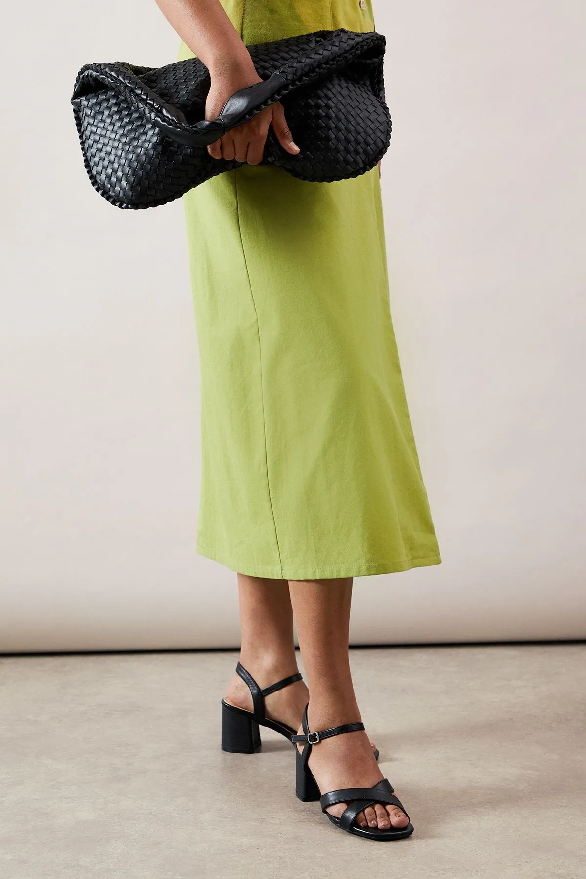 Wide Fit Samiyas Cross Strap Medium Block Heel Sandals