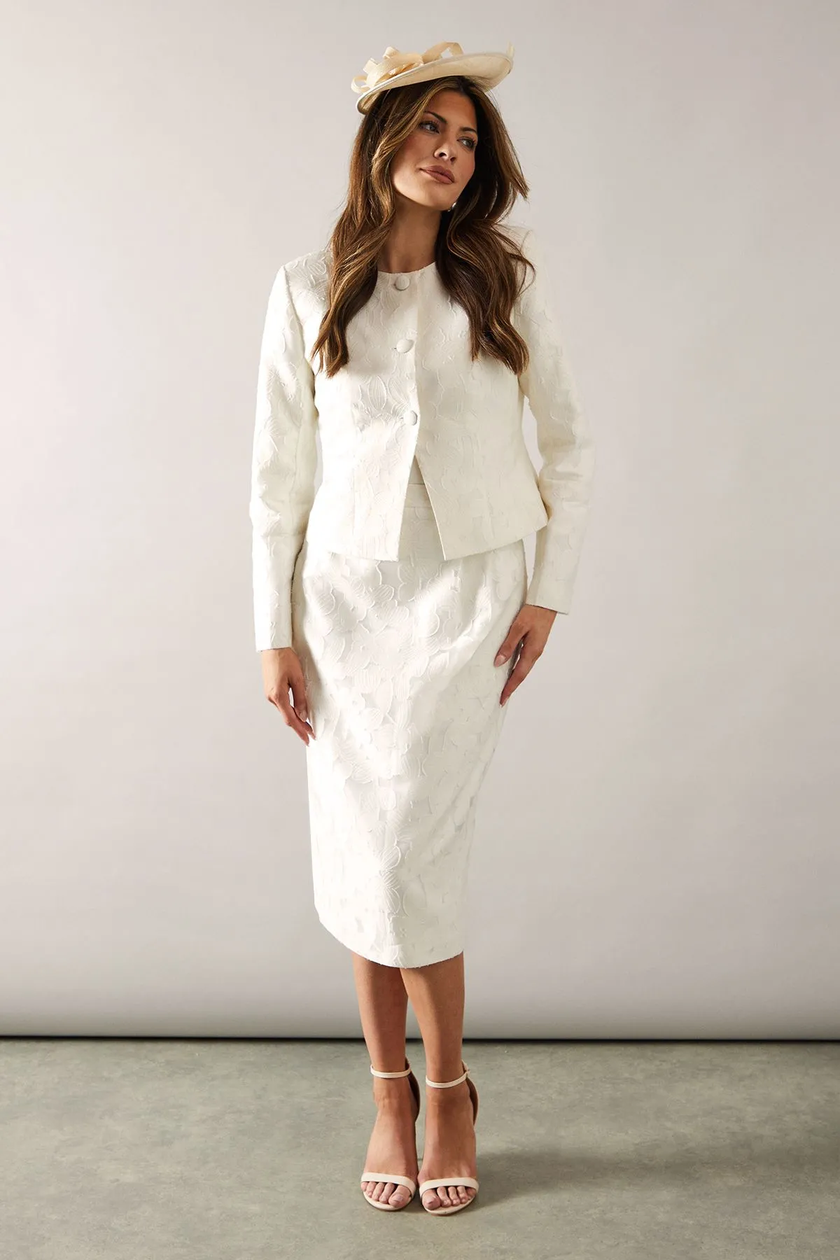 Floral Lace Cross Back Detail Pencil Skirt