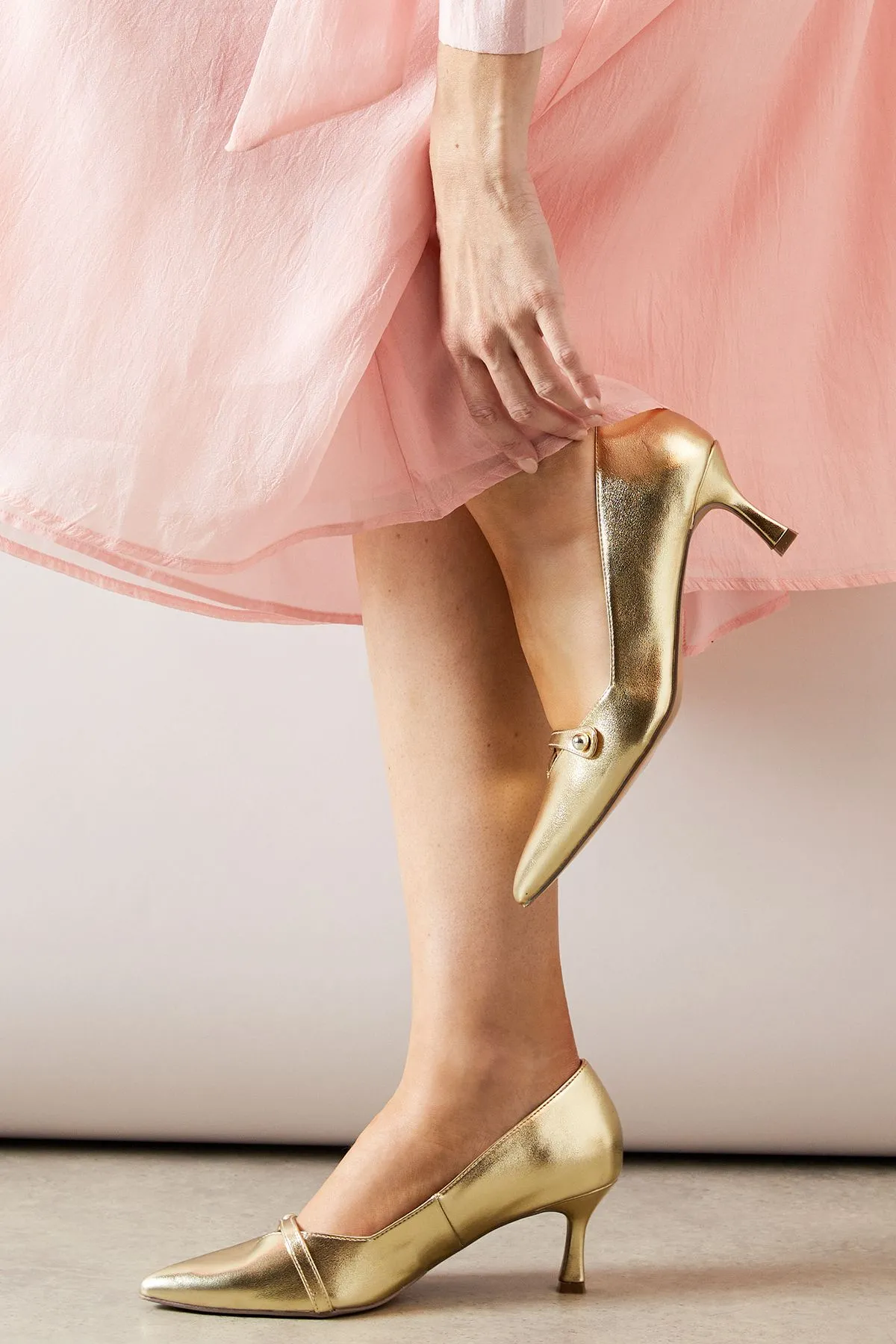 Denise Faux Leather Mary Jane Medium Stiletto Heel Court Shoes