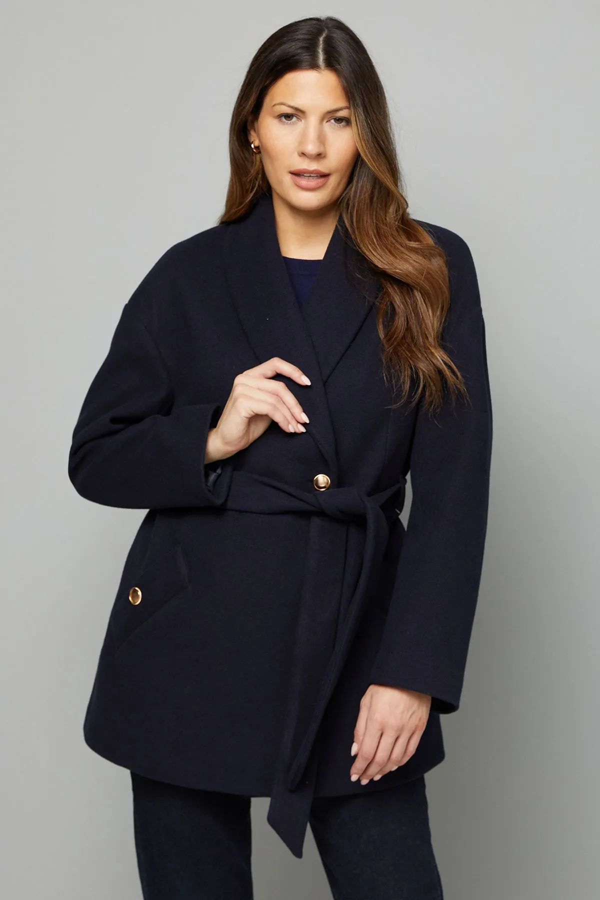 Belted Shawl Collar Coat