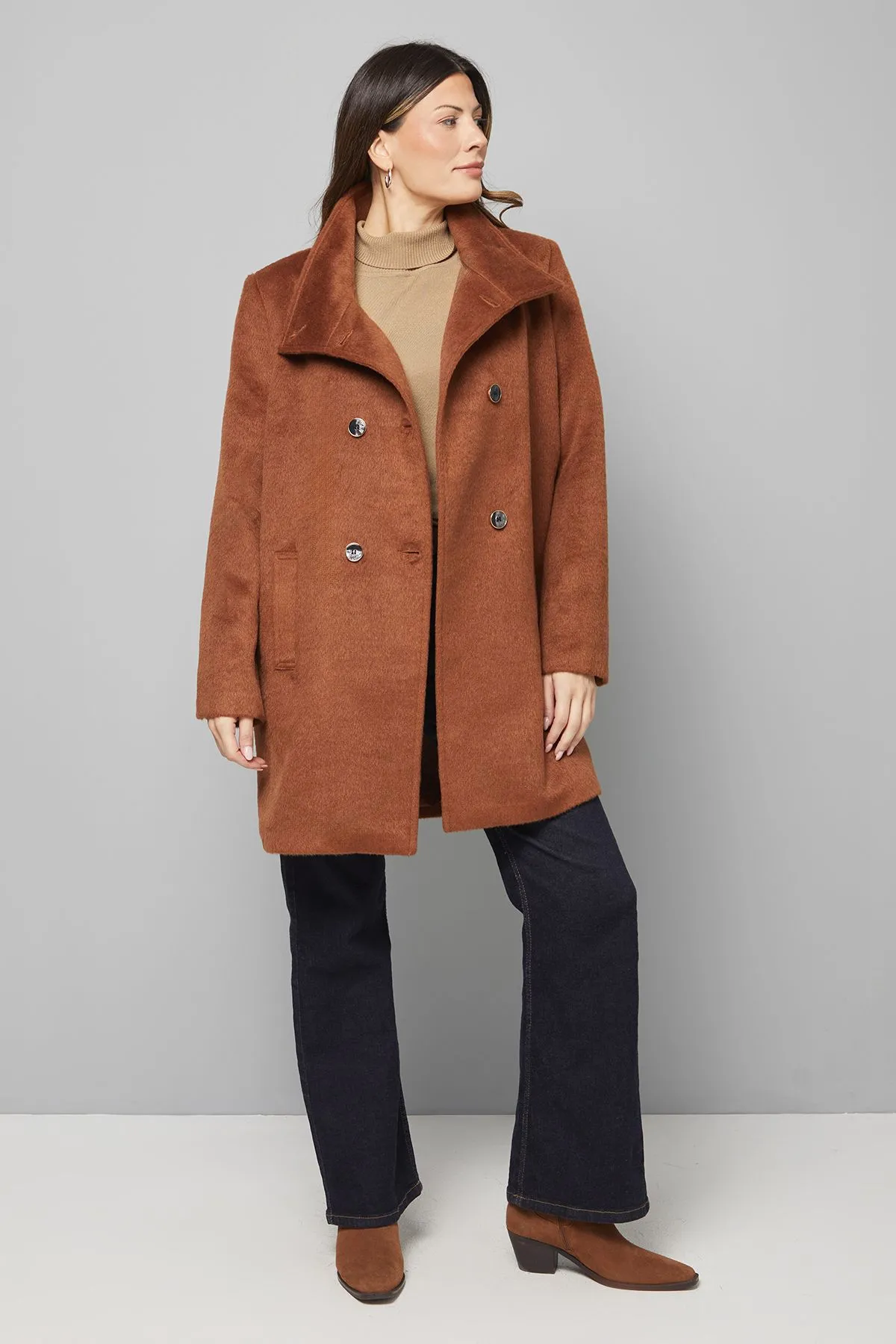 Short Double Breasted Funnel Coat