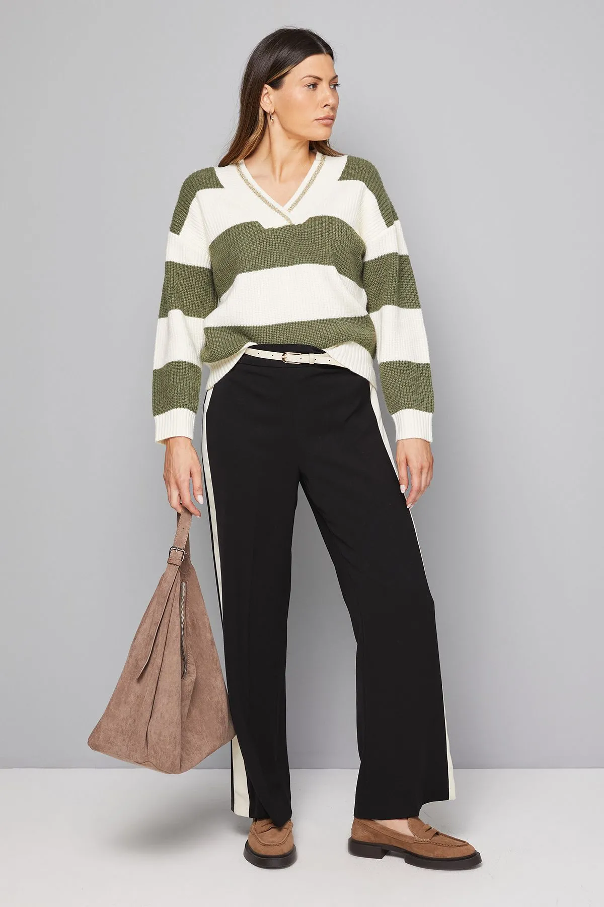 Relaxed Stripe Cricket Jumper