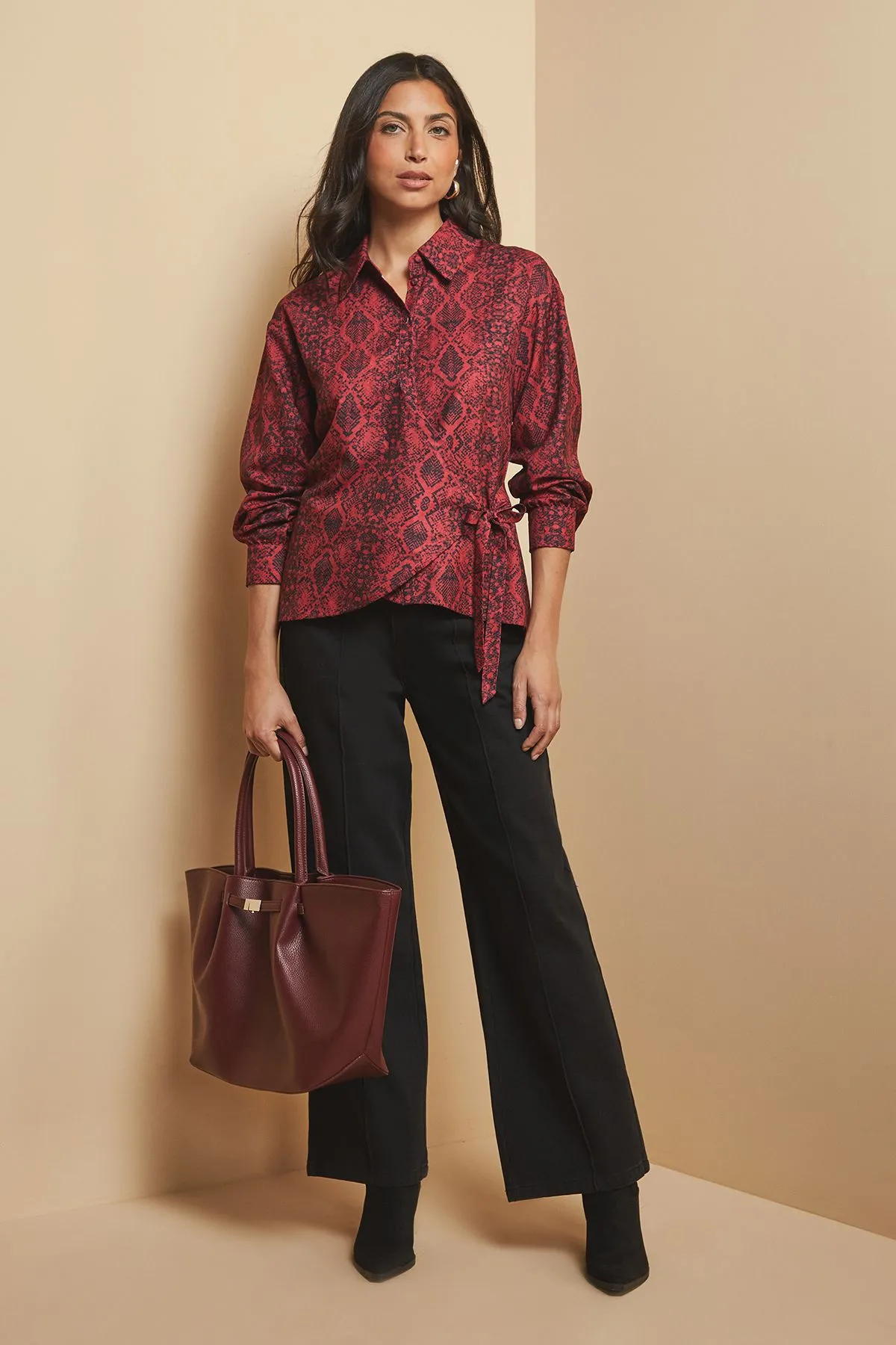 Snake Print Knot Detail Shirt