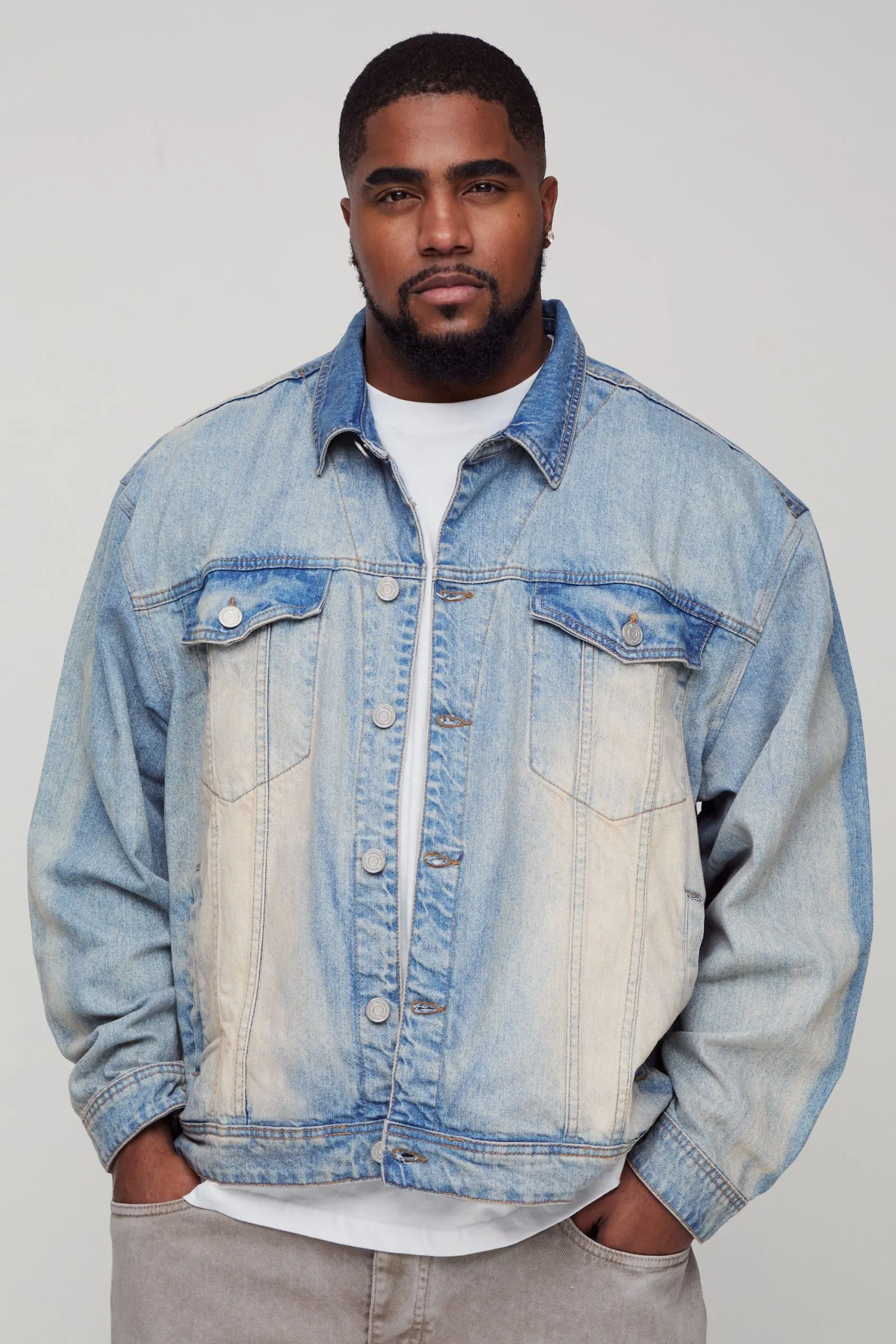 Plus Tinted Wash Oversized Denim Jacket