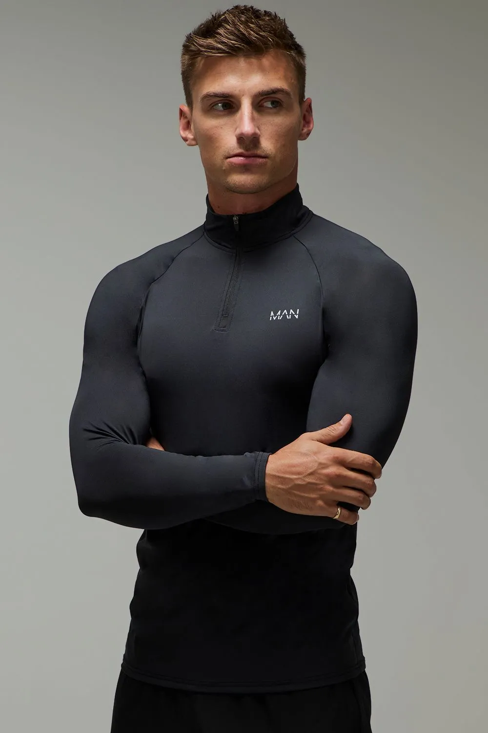 Man Active Muscle Fit Raglan 1/4 Zip