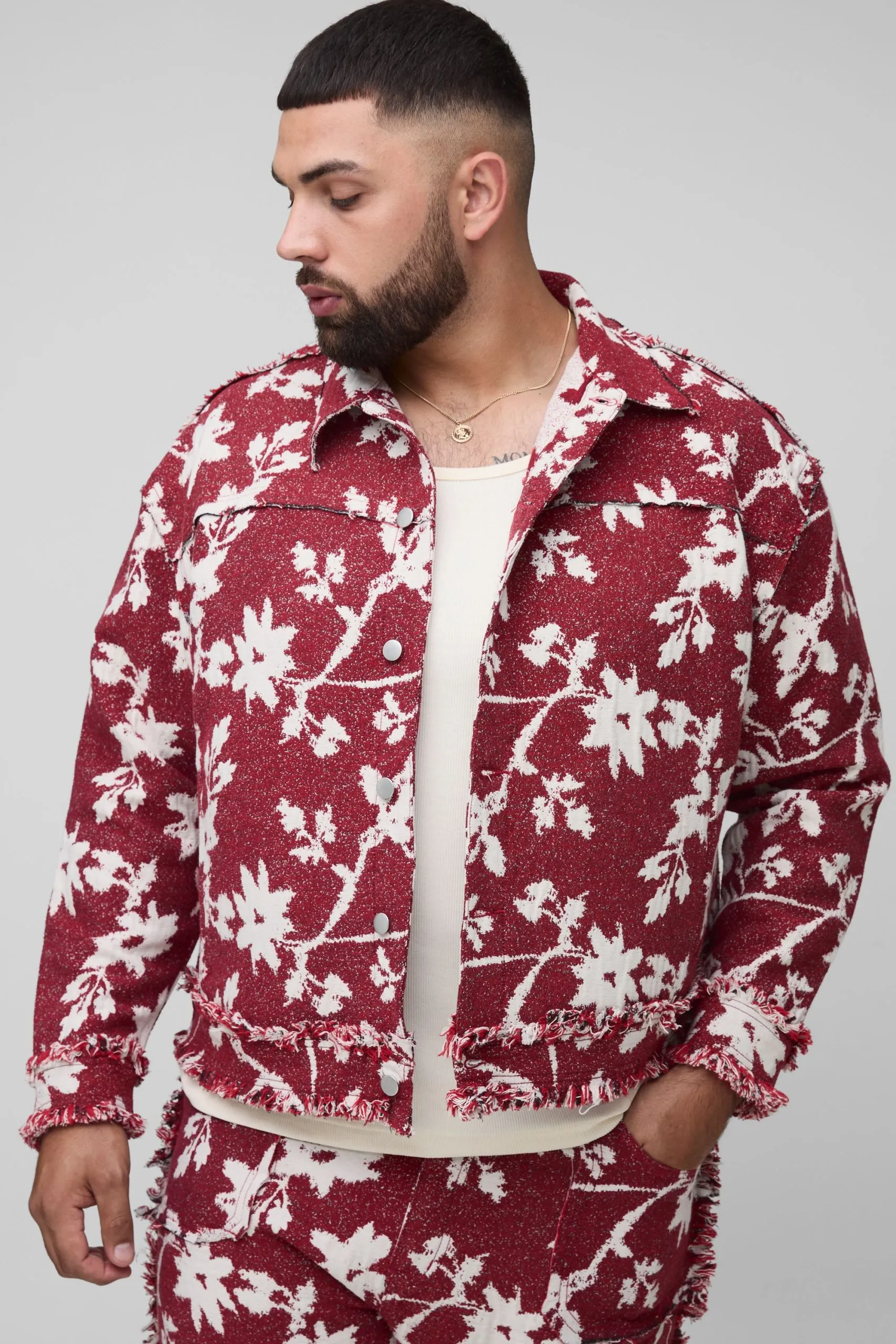 Plus Floral Tapestry Oversized Overshirt