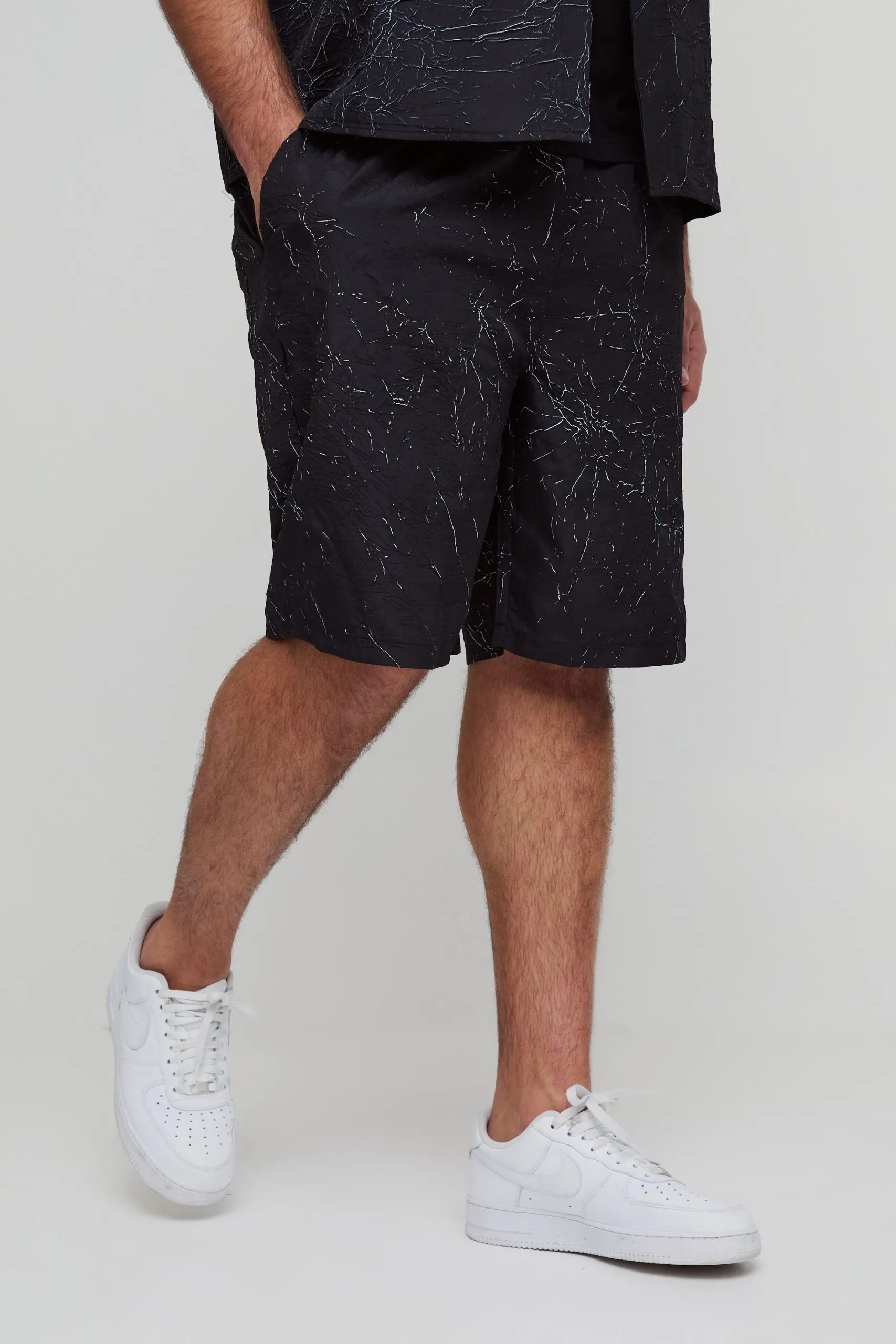 Plus Relaxed Fit Printed Crinkle Shorts