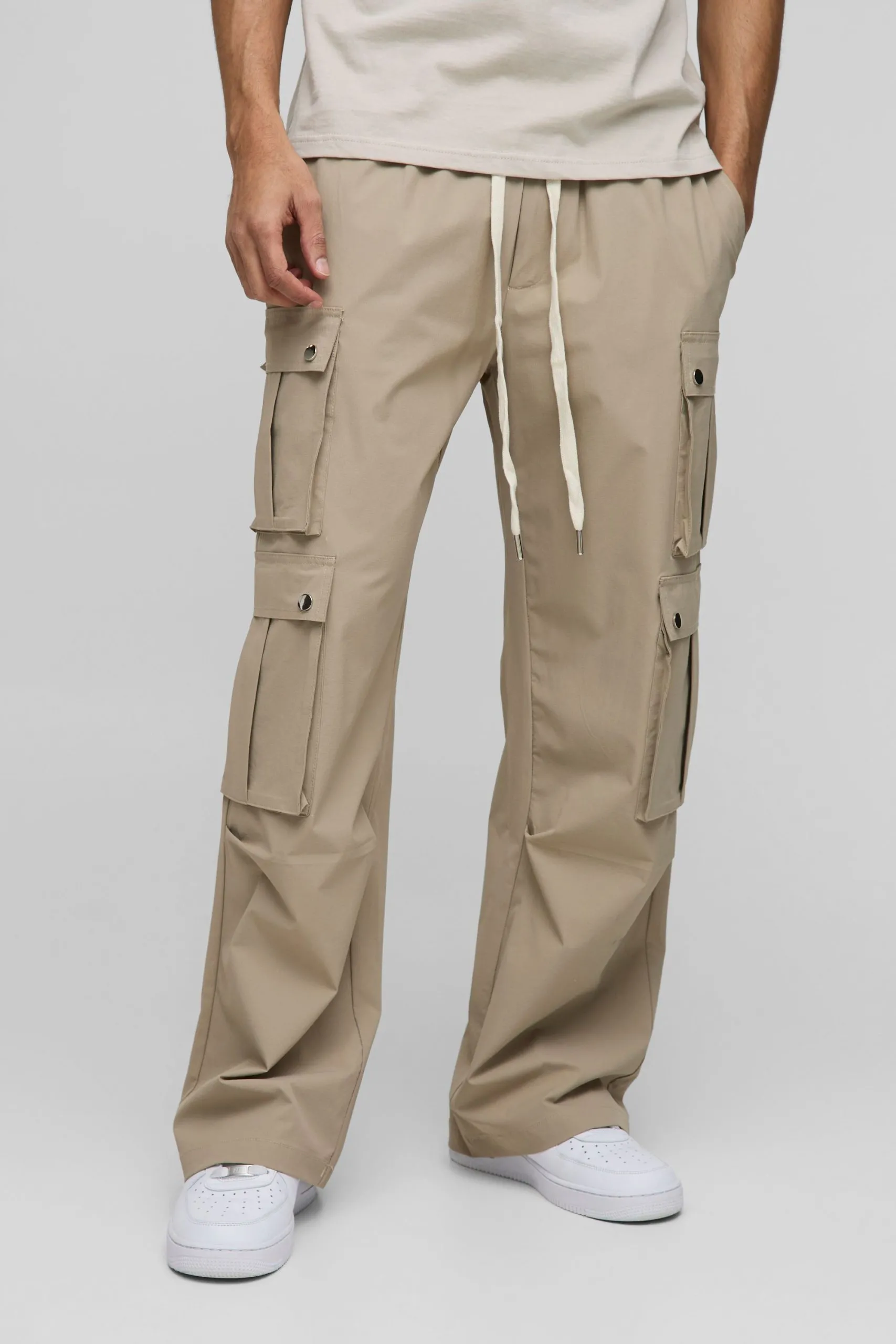 Wide Leg Ripstop Multi Pocket Cargo Trousers