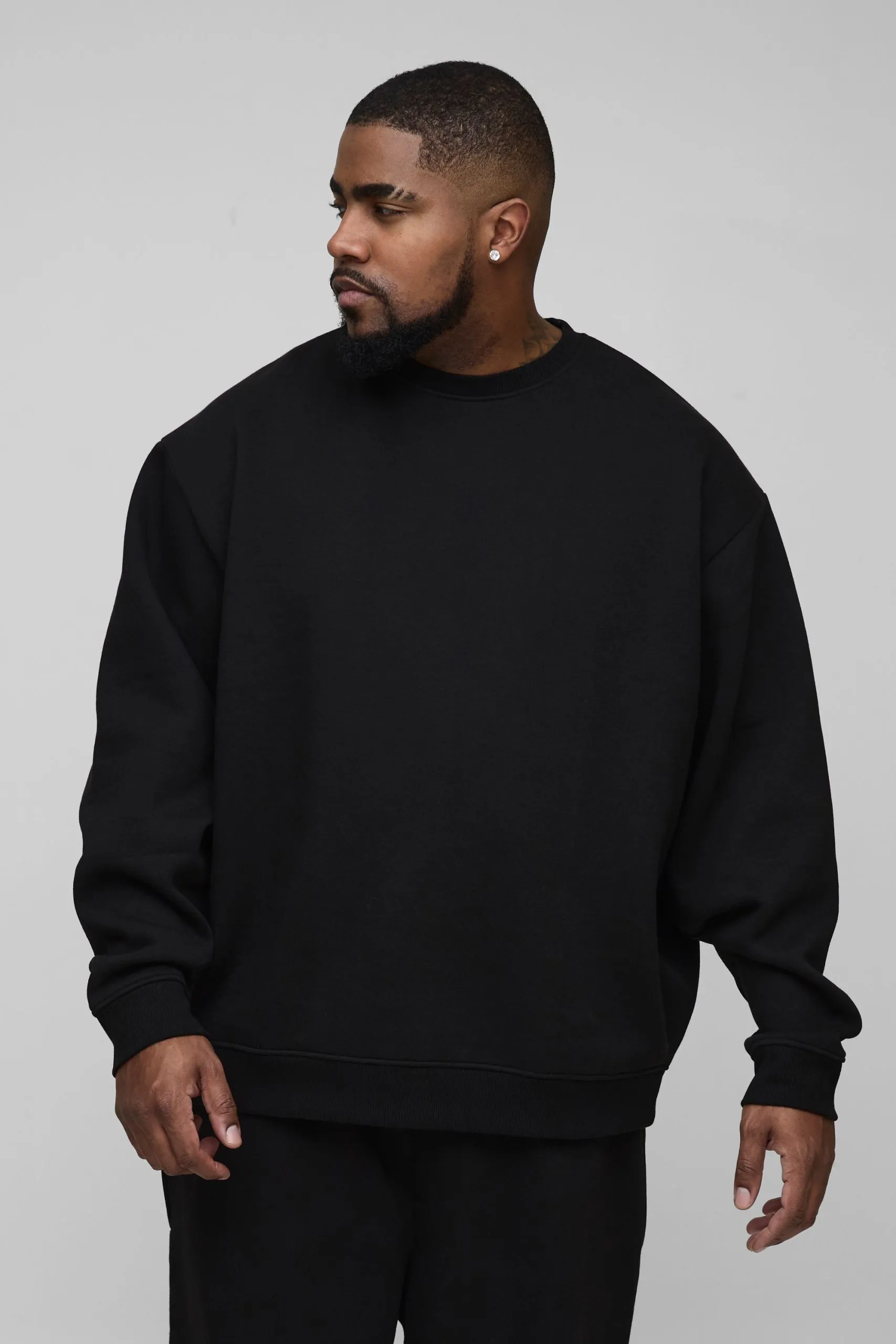 Plus Oversized Basic Crew Neck Sweatshirt