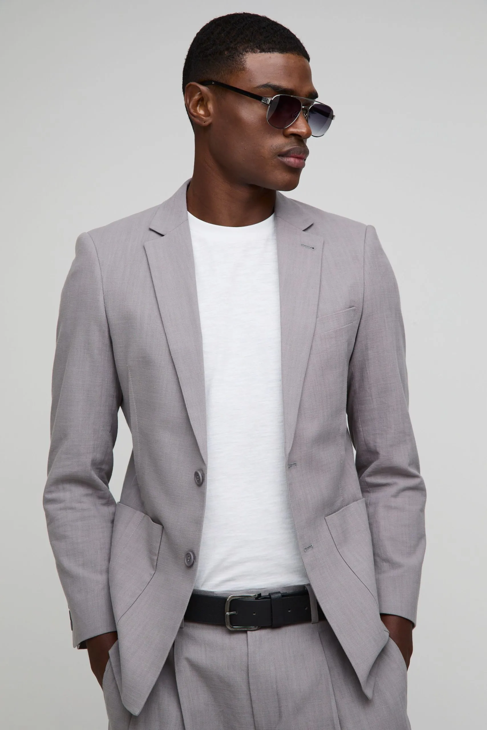 Slim Fit Linen Blend Blazer