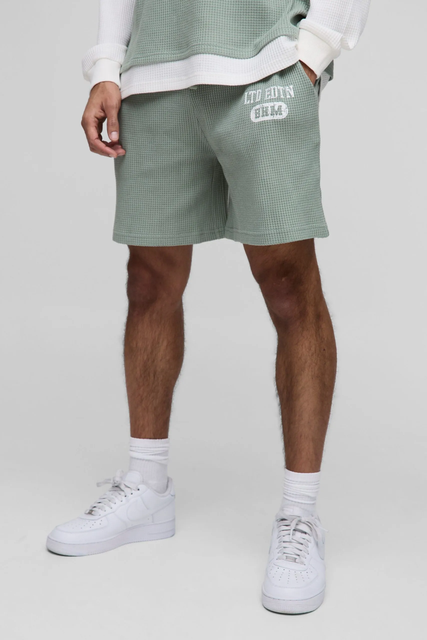 Oversized Waffle Short Length Print Shorts