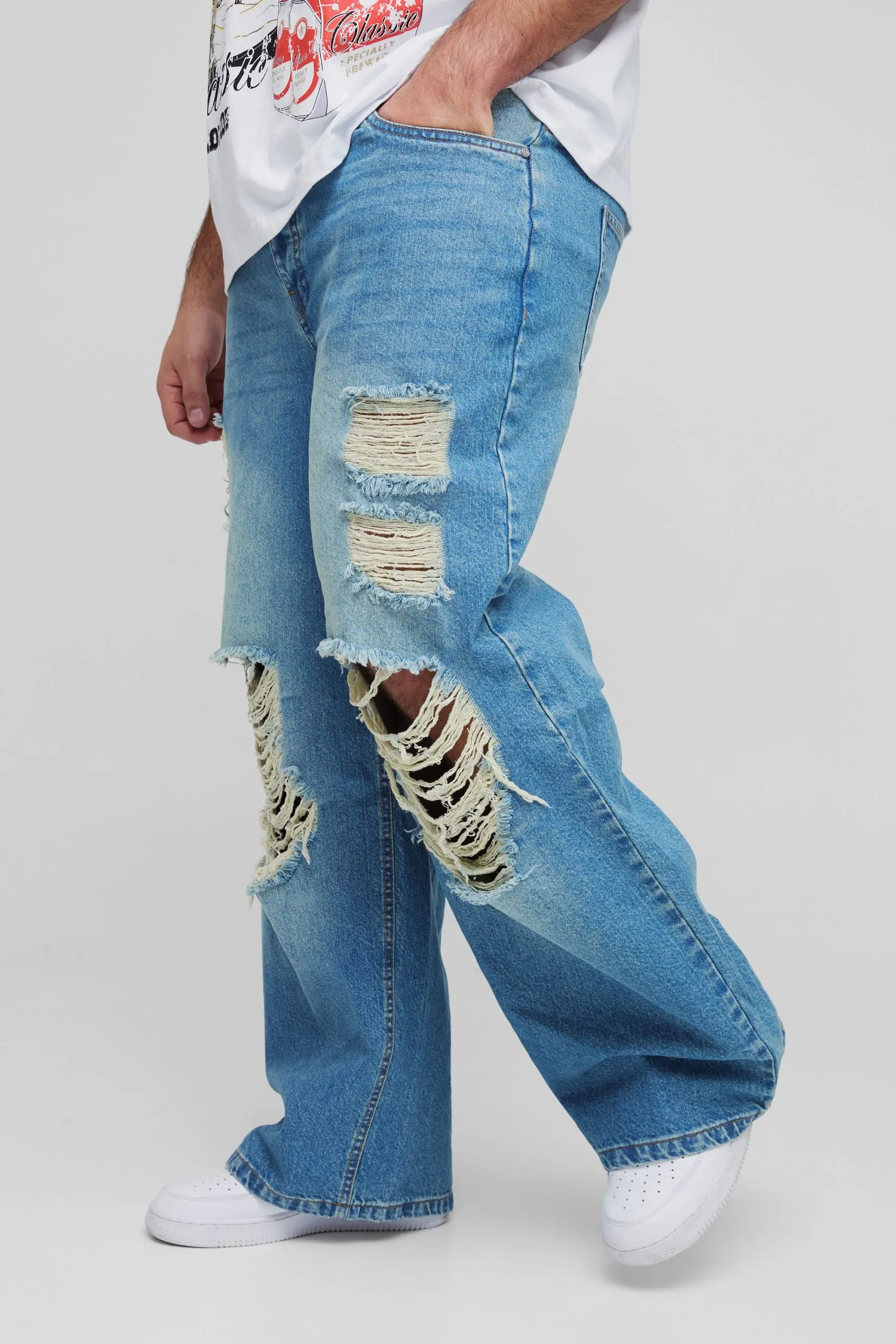 Plus Relaxed Ripped Rigid Jeans