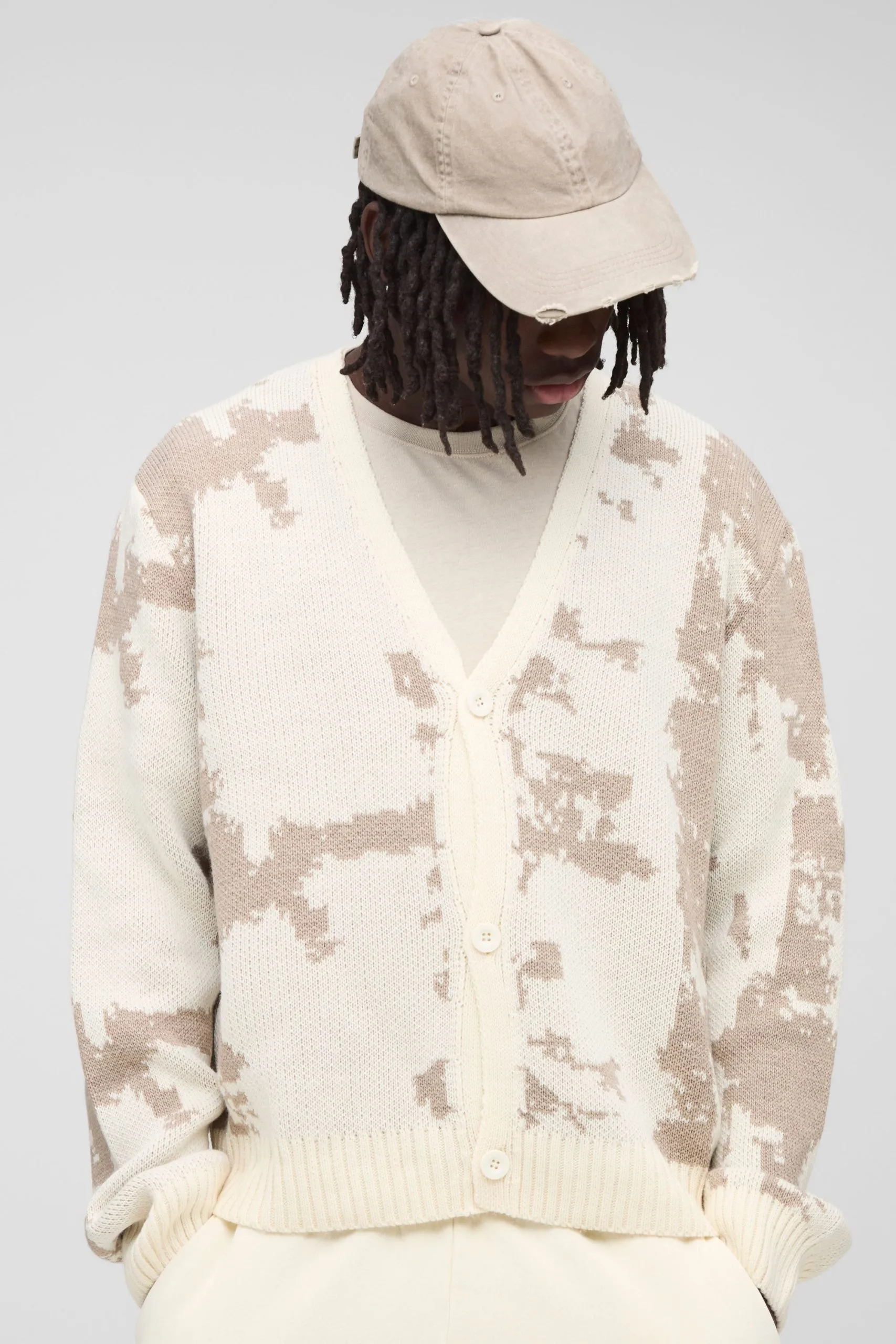 Boxy Jacquard Knitted Cardigan