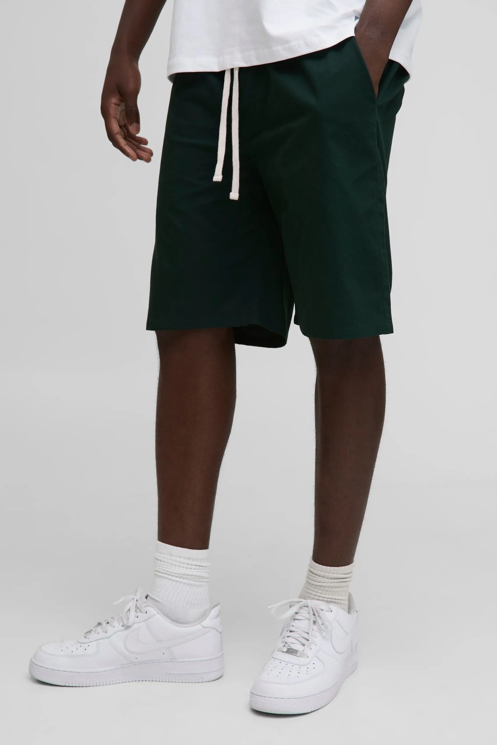 Elasticated Waist Relaxed Long Length Cotton Twill Short