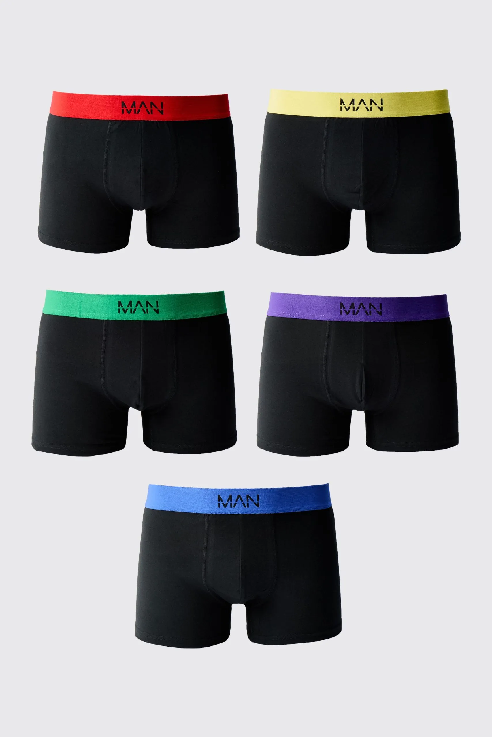 5 Pack Coloured Waistband Boxers
