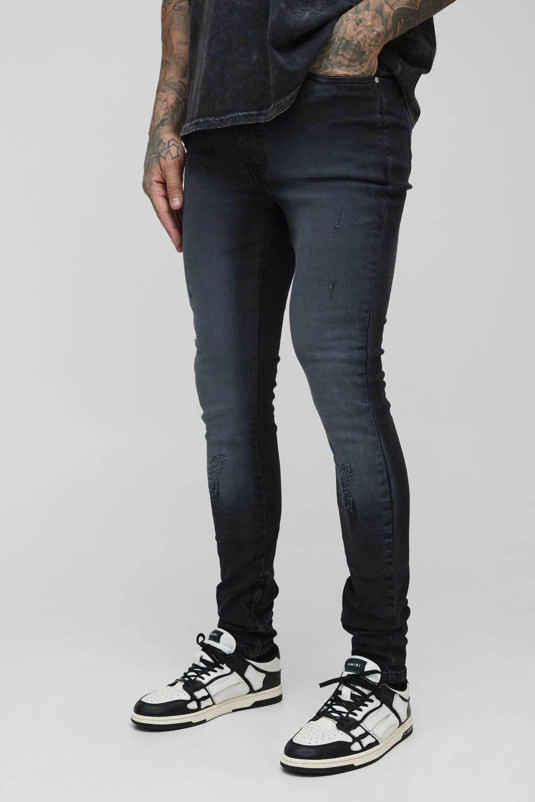 Tall Ripped Zip Hem Super Skinny Jeans