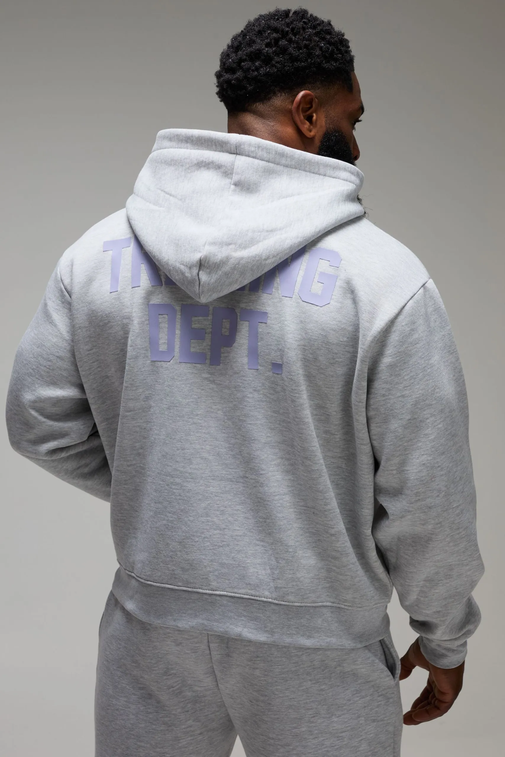Man Active Training Dept Oversized Boxy Zip Through Hoodie