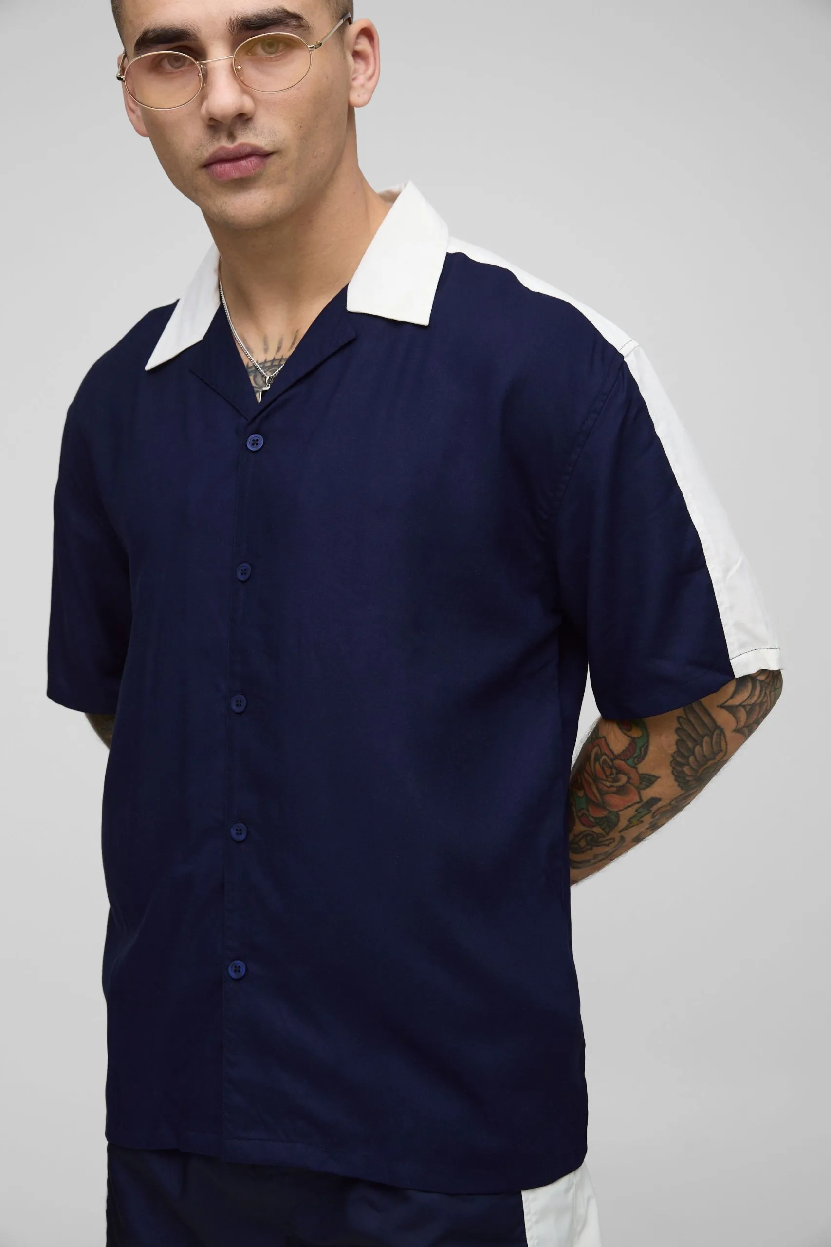 Oversized Half Sleeve Viscose Cut Sew Shirt & Swim Set