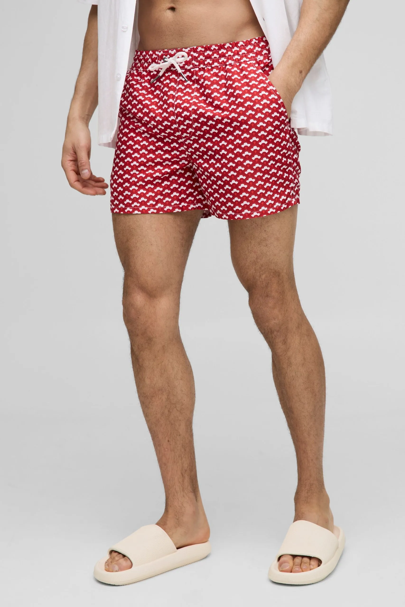 Short Length Cloud Geo Print Swim Shorts