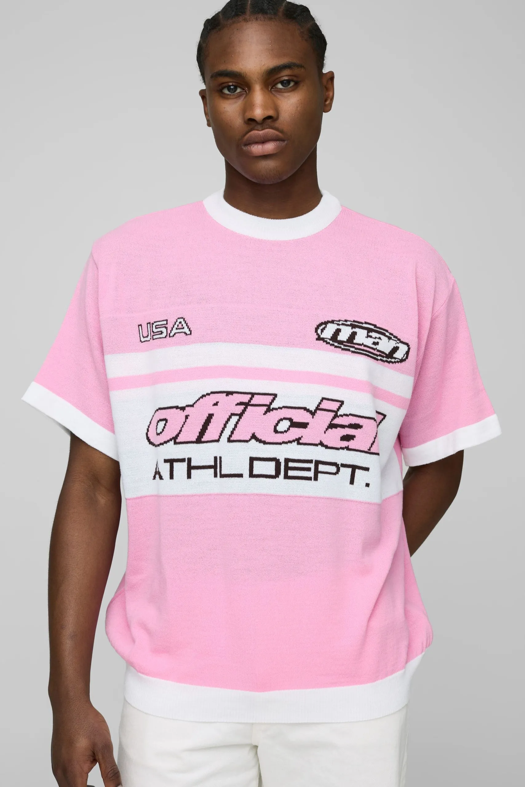 Regular Fit Moto Jacquard Knitted T-Shirt