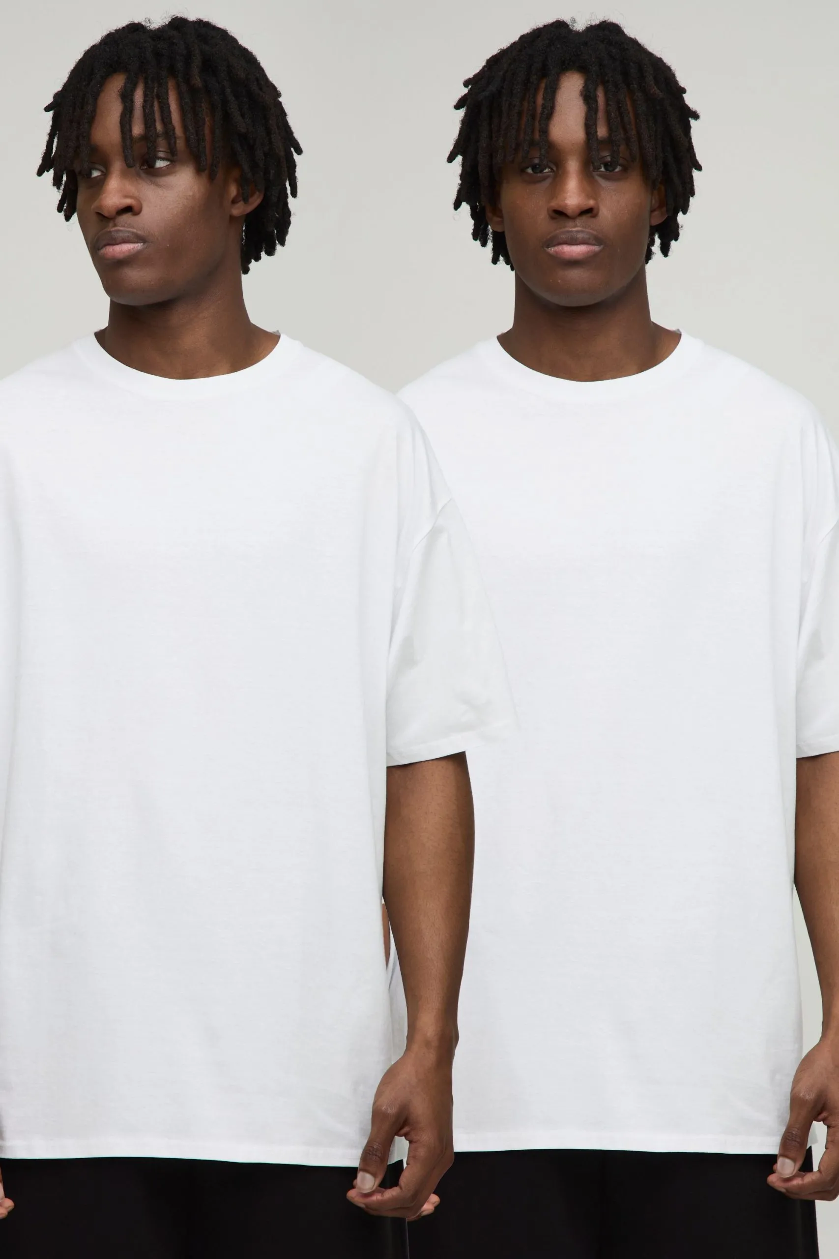 2 Pack Basic Oversized Crew Neck T-Shirts