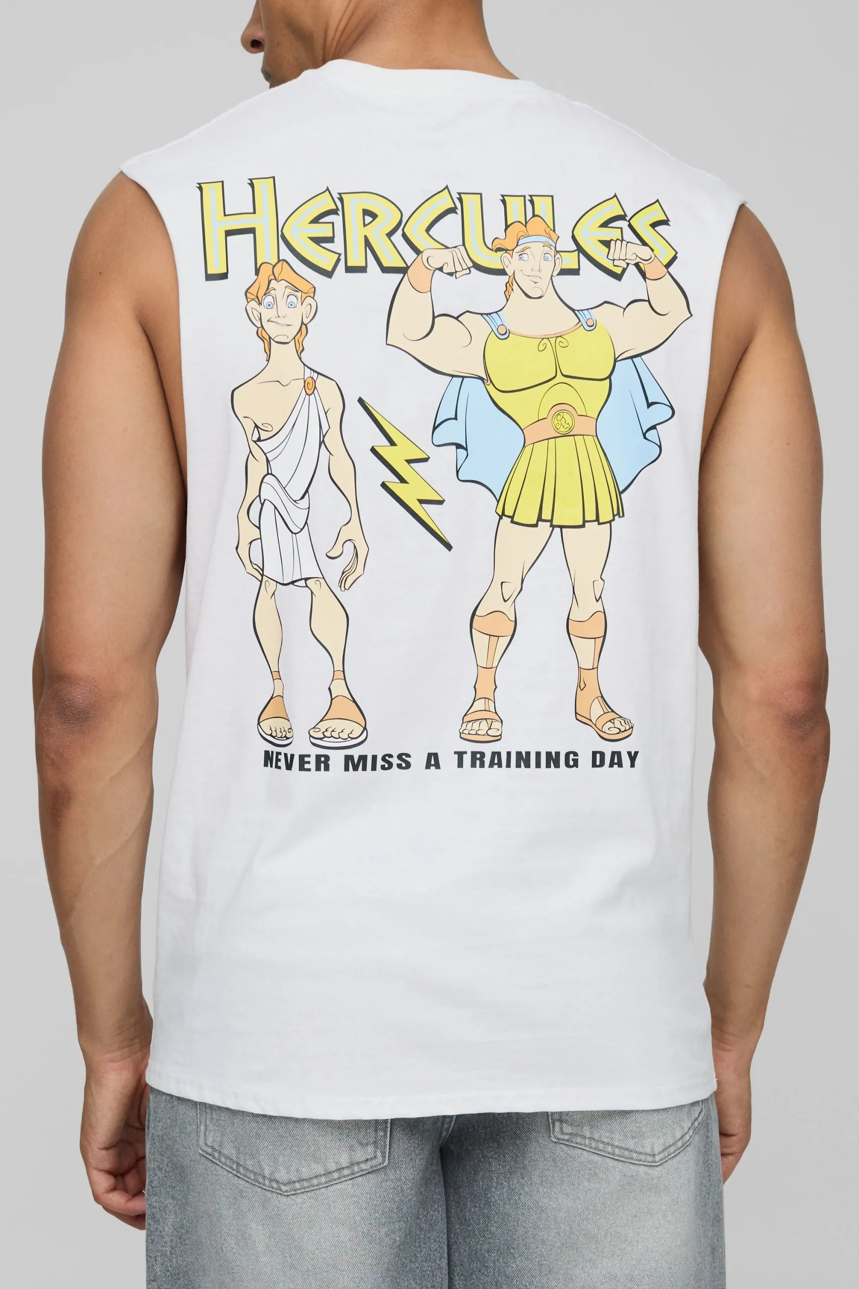 White Regular Fit Disney Hercules License Tank