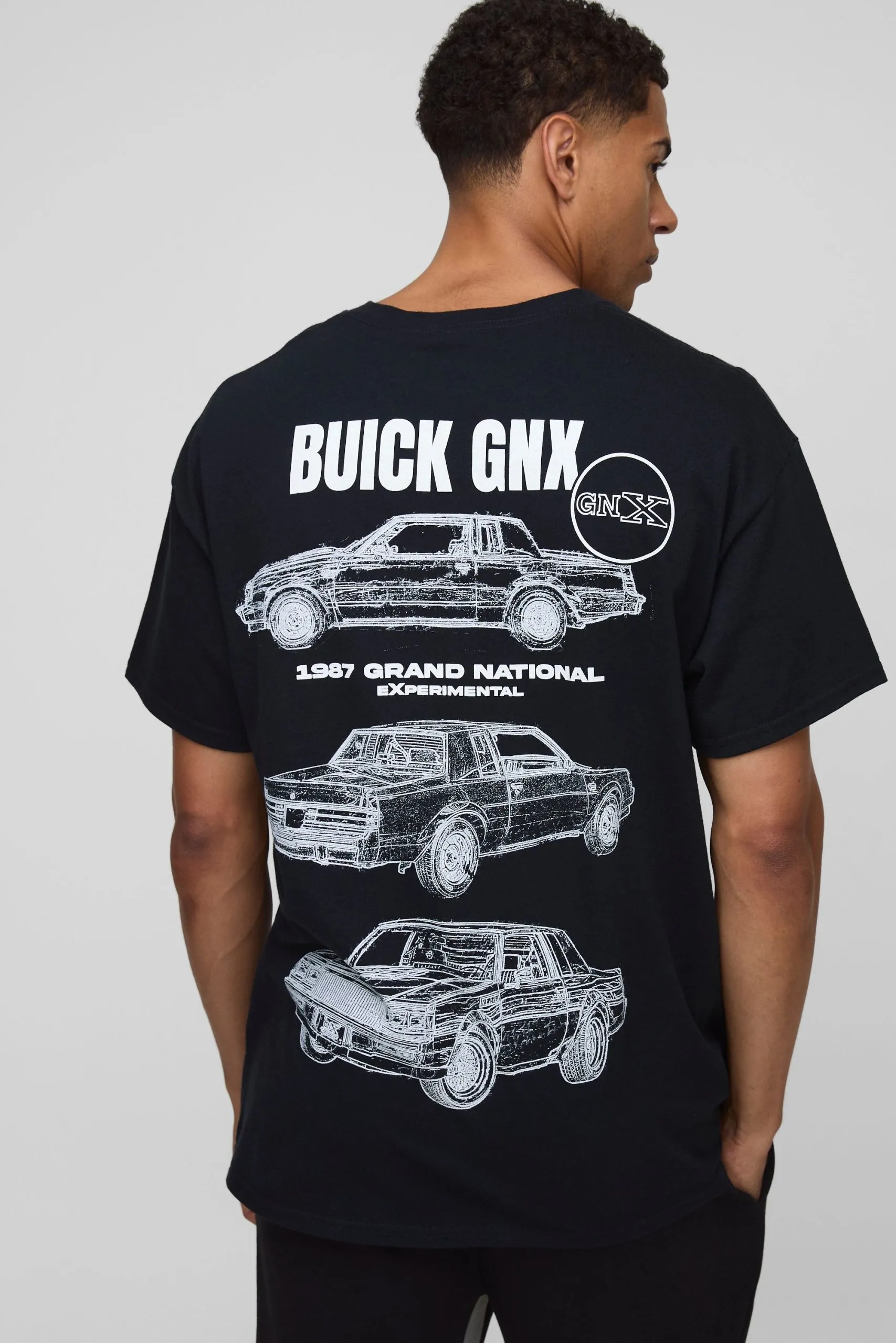 Black Oversized Buick Regal GNX Car License Printed T-Shirt