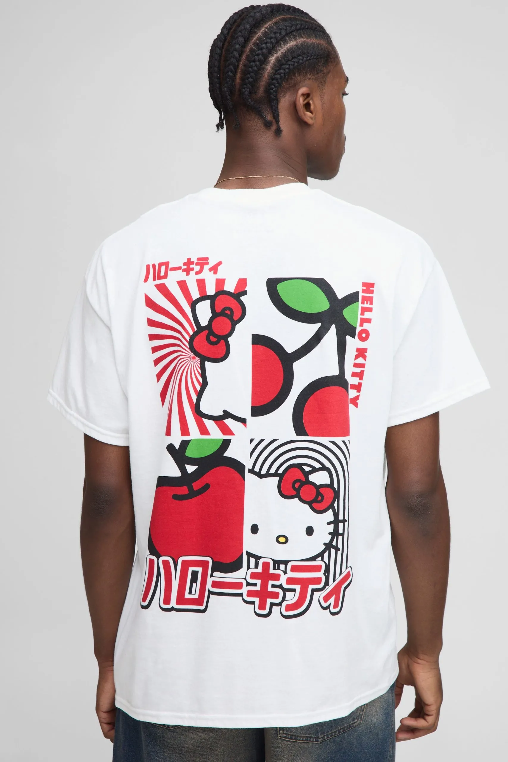 White Oversized Hello Kitty License Printed T-Shirt