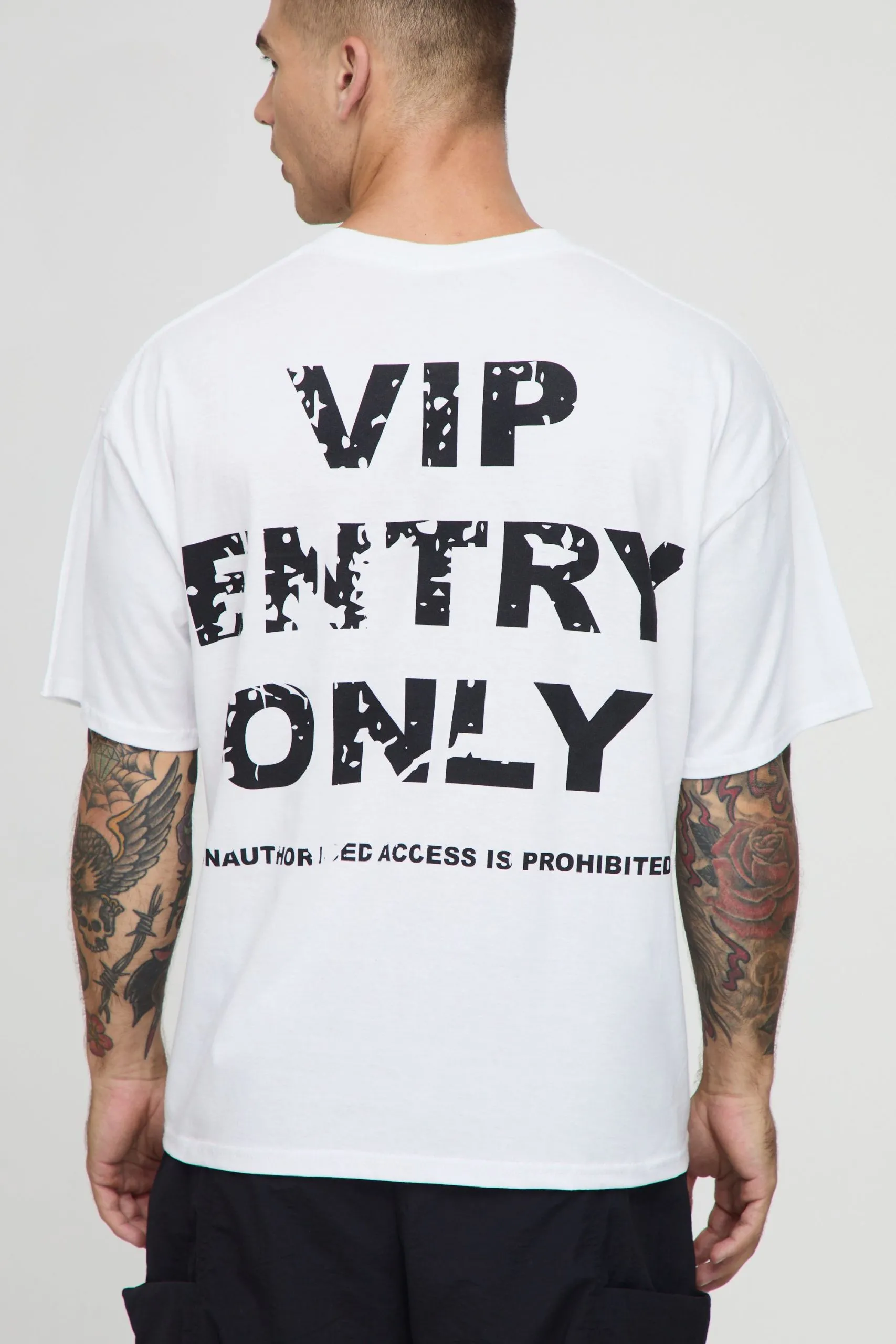 White Oversized Boxy VIP Slogan T-Shirt