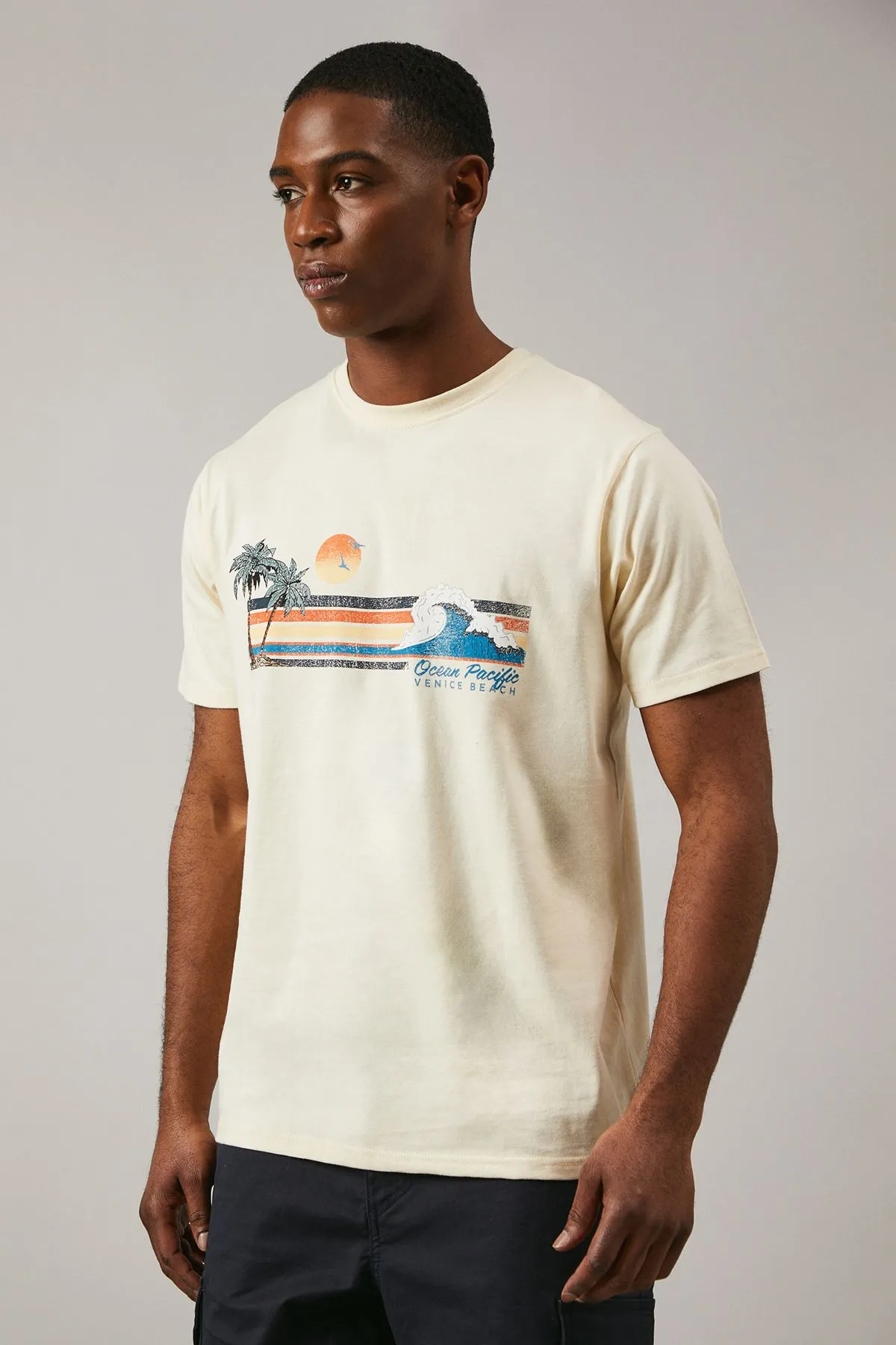 Yellow Ocean Pacific Print  T-shirt