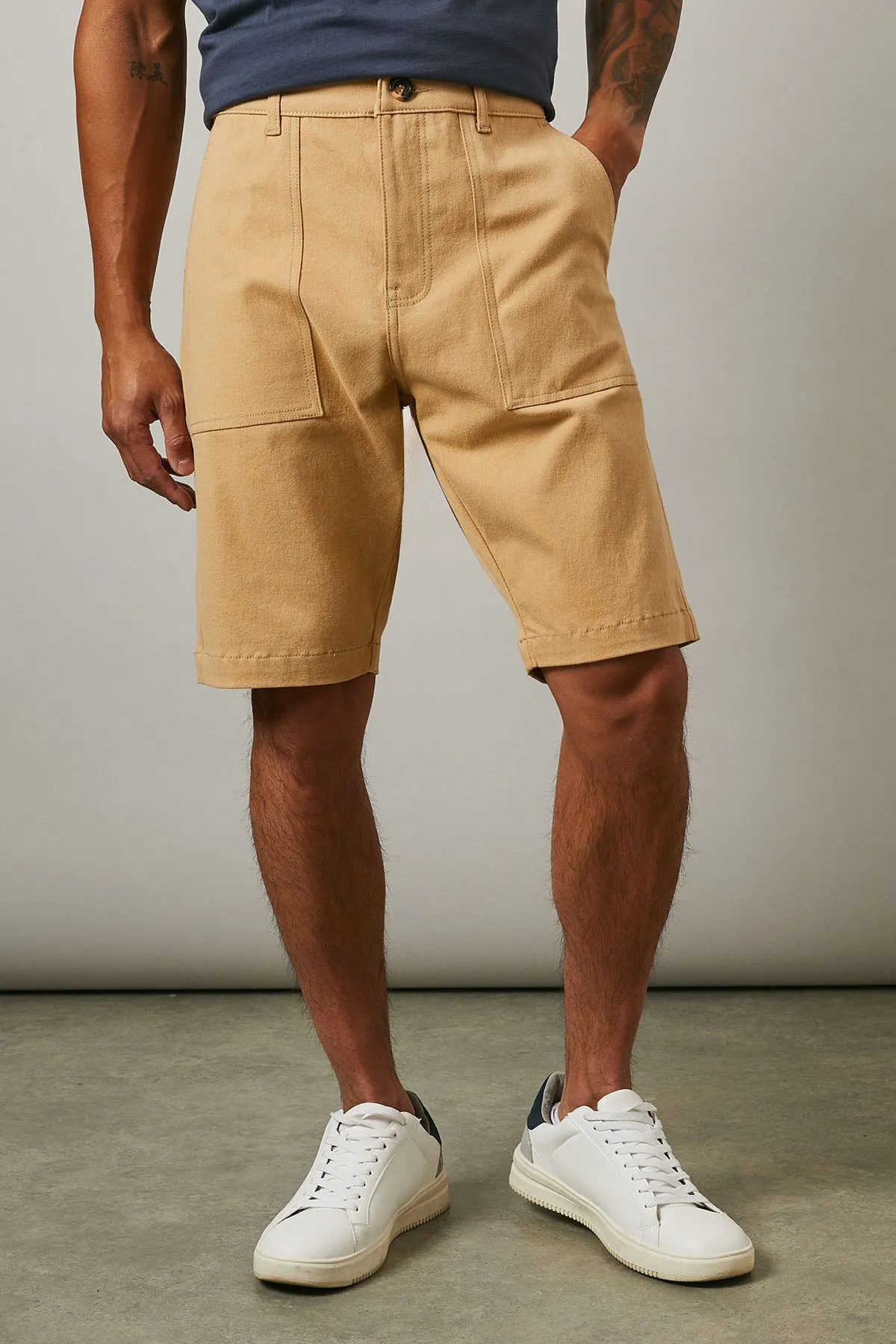 Stone Cotton Casual Shorts