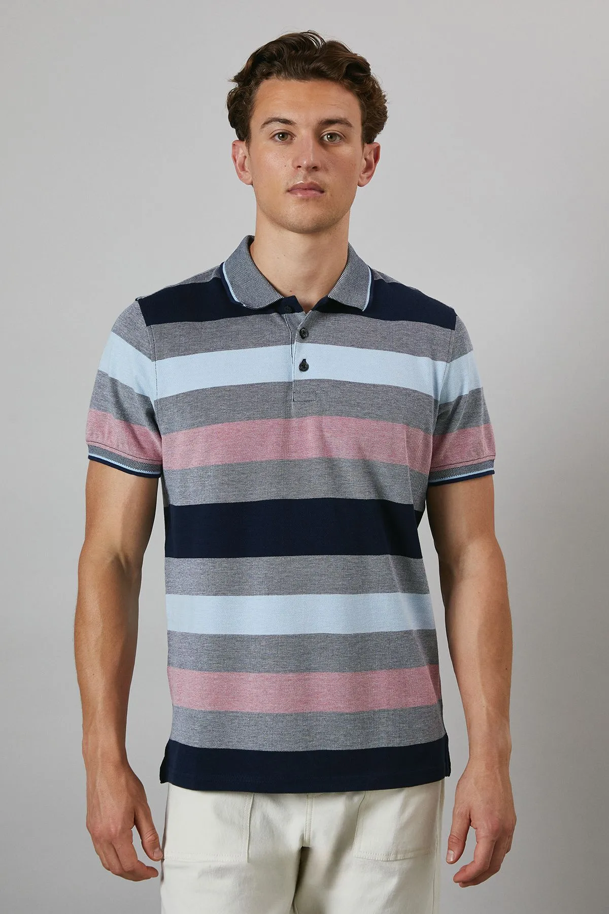 Coral Barbados Stripe Polo Shirt