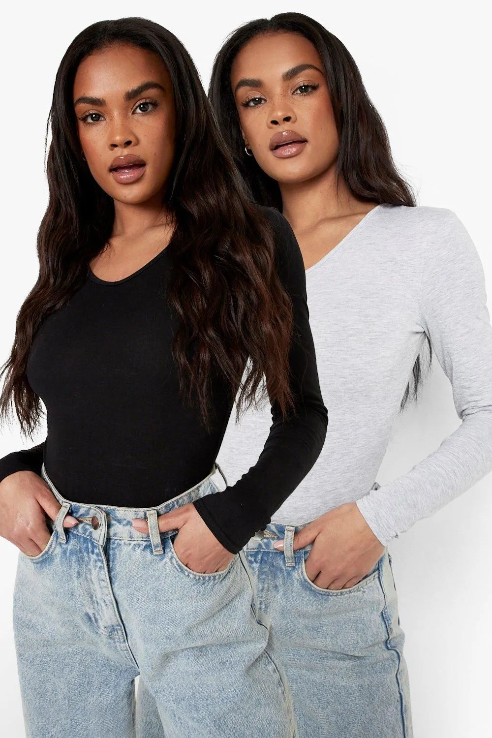 Basic 2 Pack V Neck Long Sleeve Bodysuit