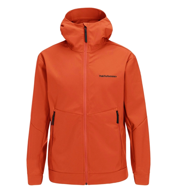 Ski Jacket Peak Performance Men Adventure Hooded Orange Flow