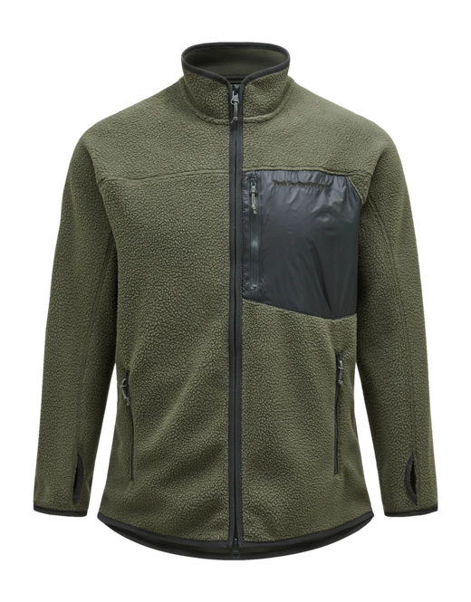 Zip Sweatshirt Peak Performance Men Pile Zip Jacket Pine Needle