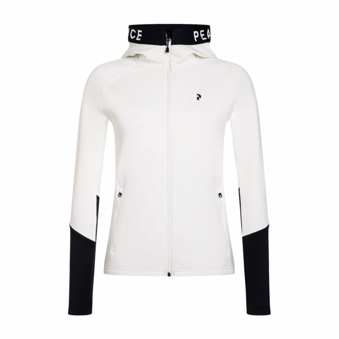 Zip Sweatshirt Peak Performance Women Rider Mid Zip Hood Offwhite Black