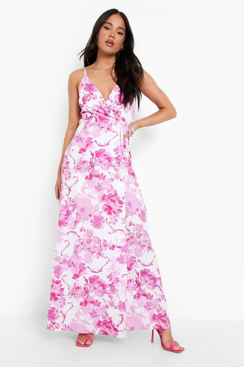 Petite Woven Floral Wrap Maxi Dress
