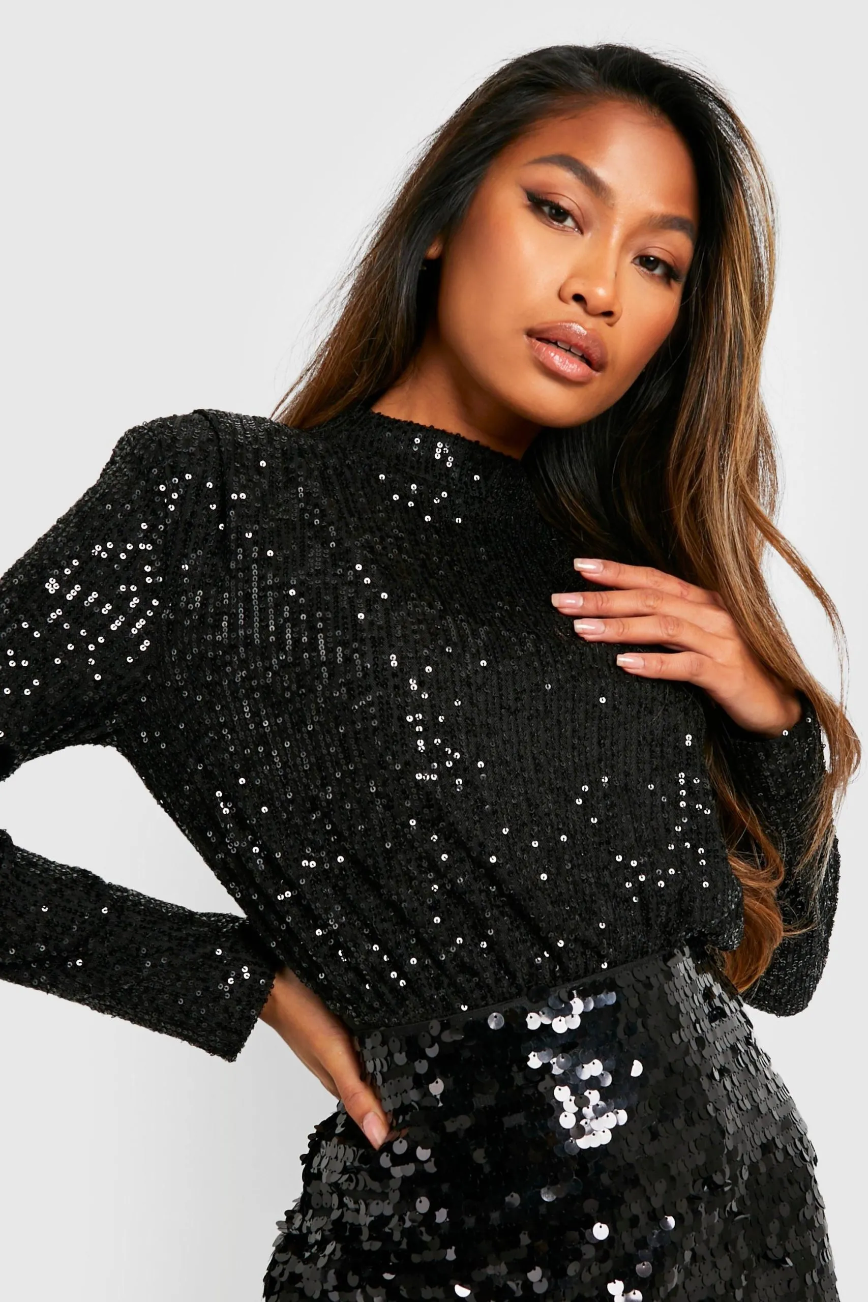 High Neck Sequin Bodysuit