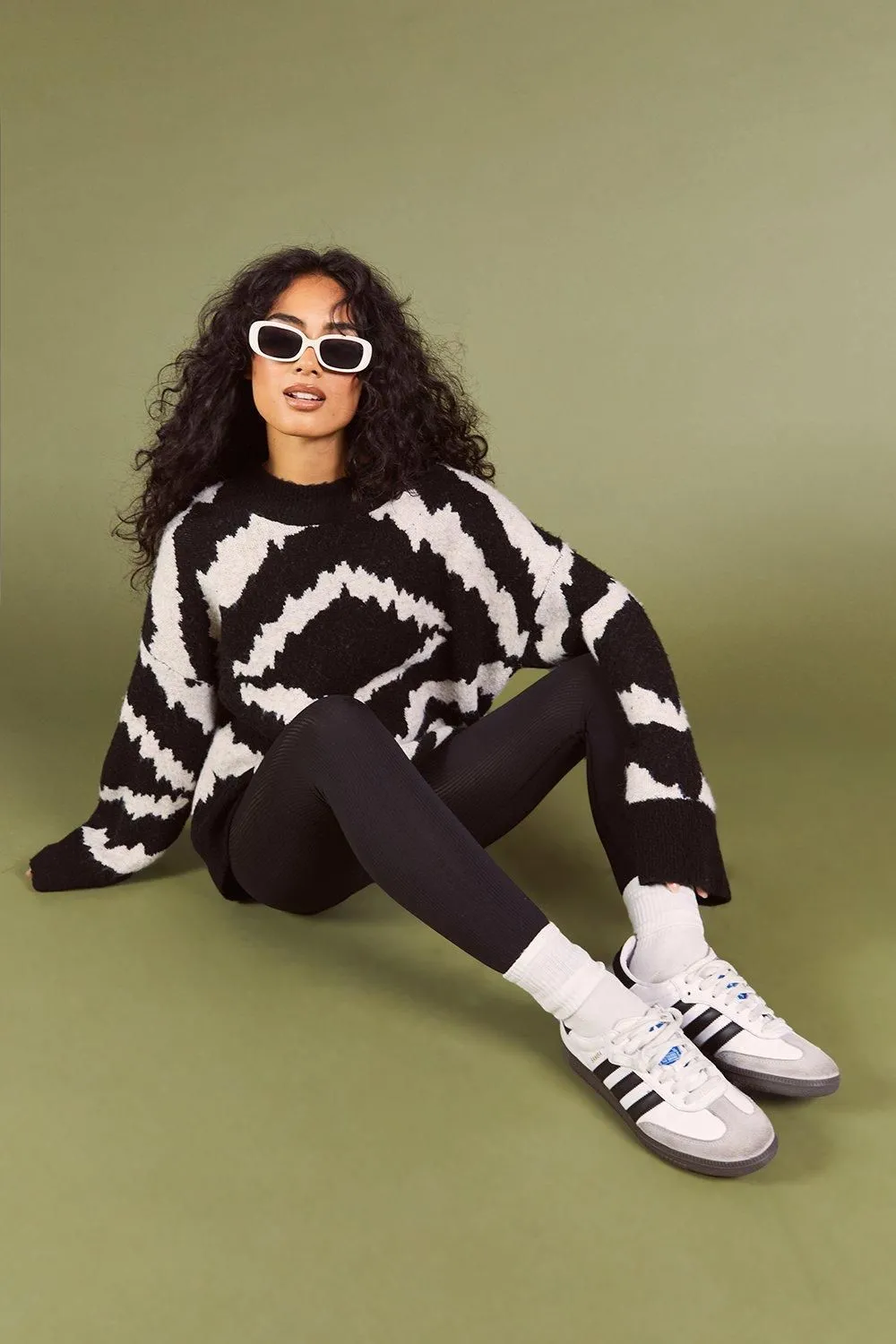 Abstract Stripe Soft Knit Oversized Jumper