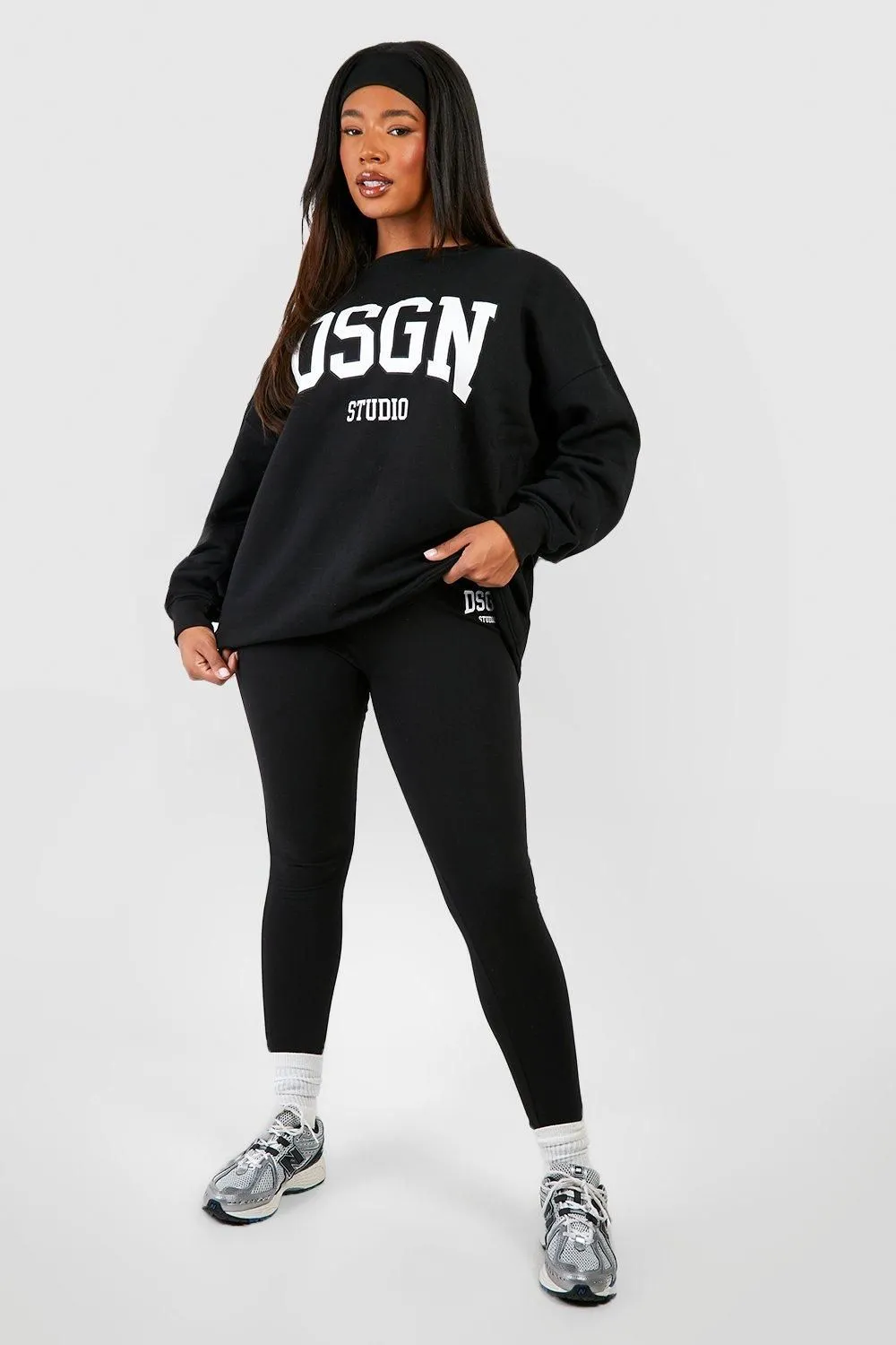 Plus DSGN Studio Slogan Legging Tracksuit