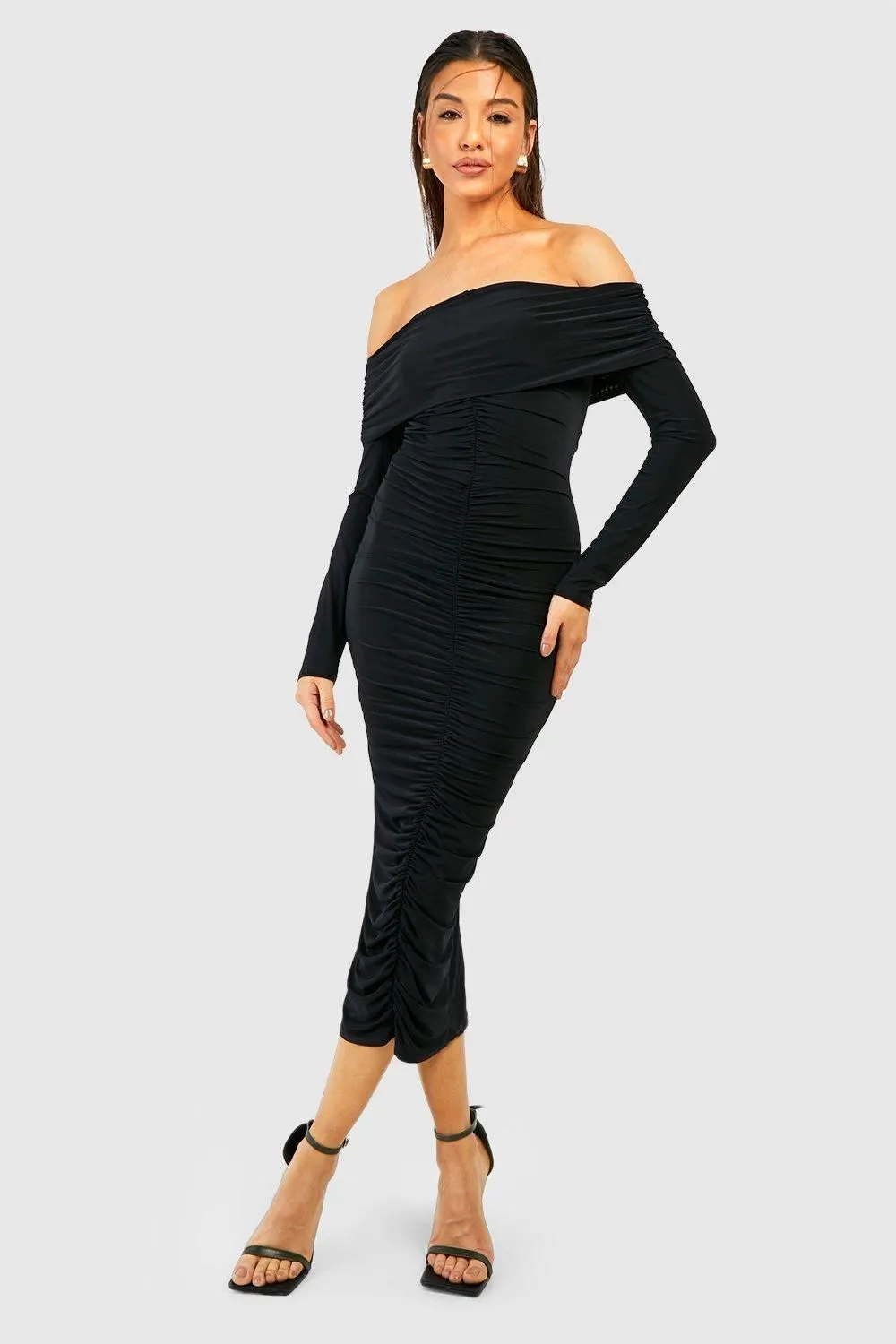 Bardot Long Sleeve Slinky Midaxi Dress