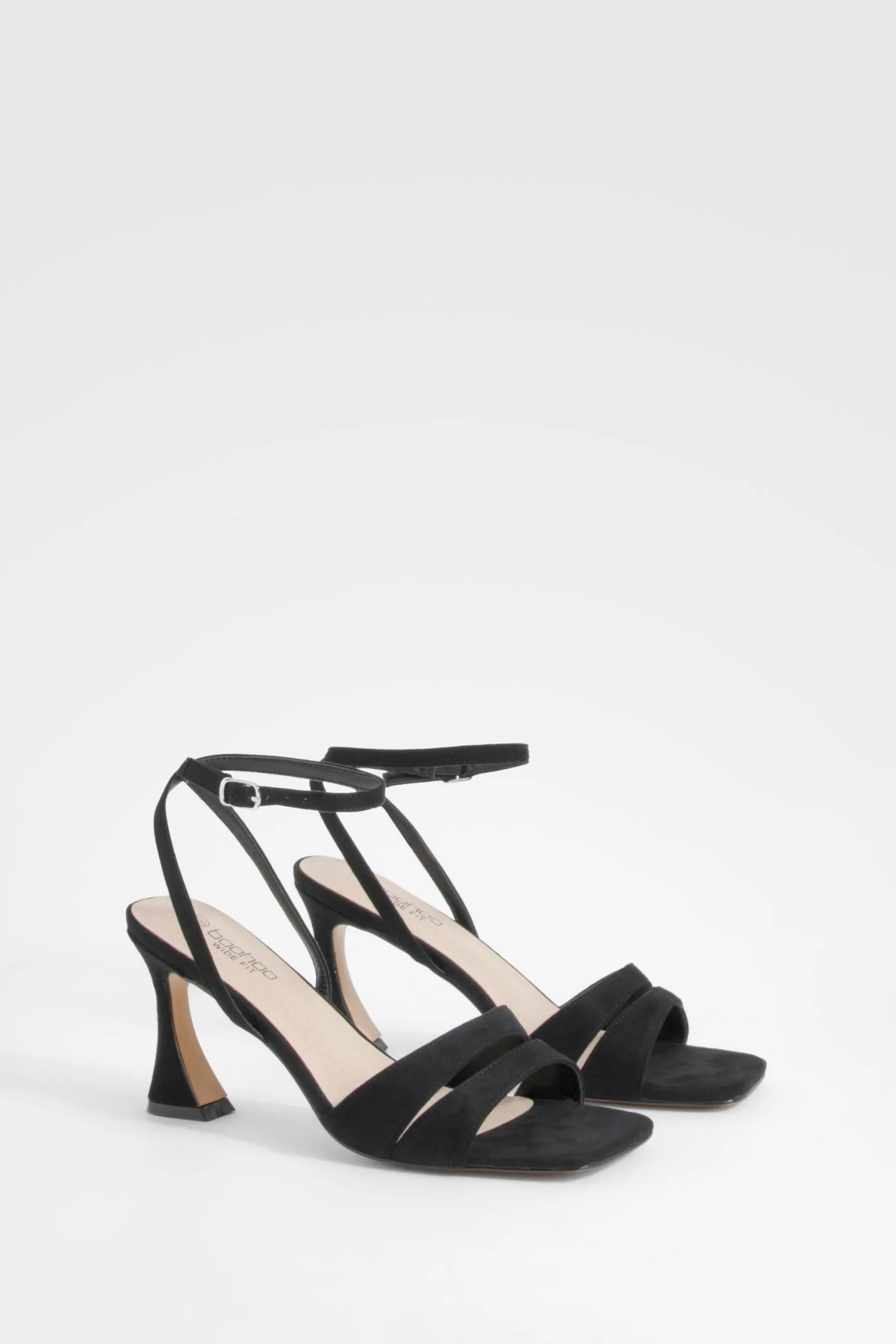 Wide Fit Faux Suede Double Strap Flare Heel 2 Part