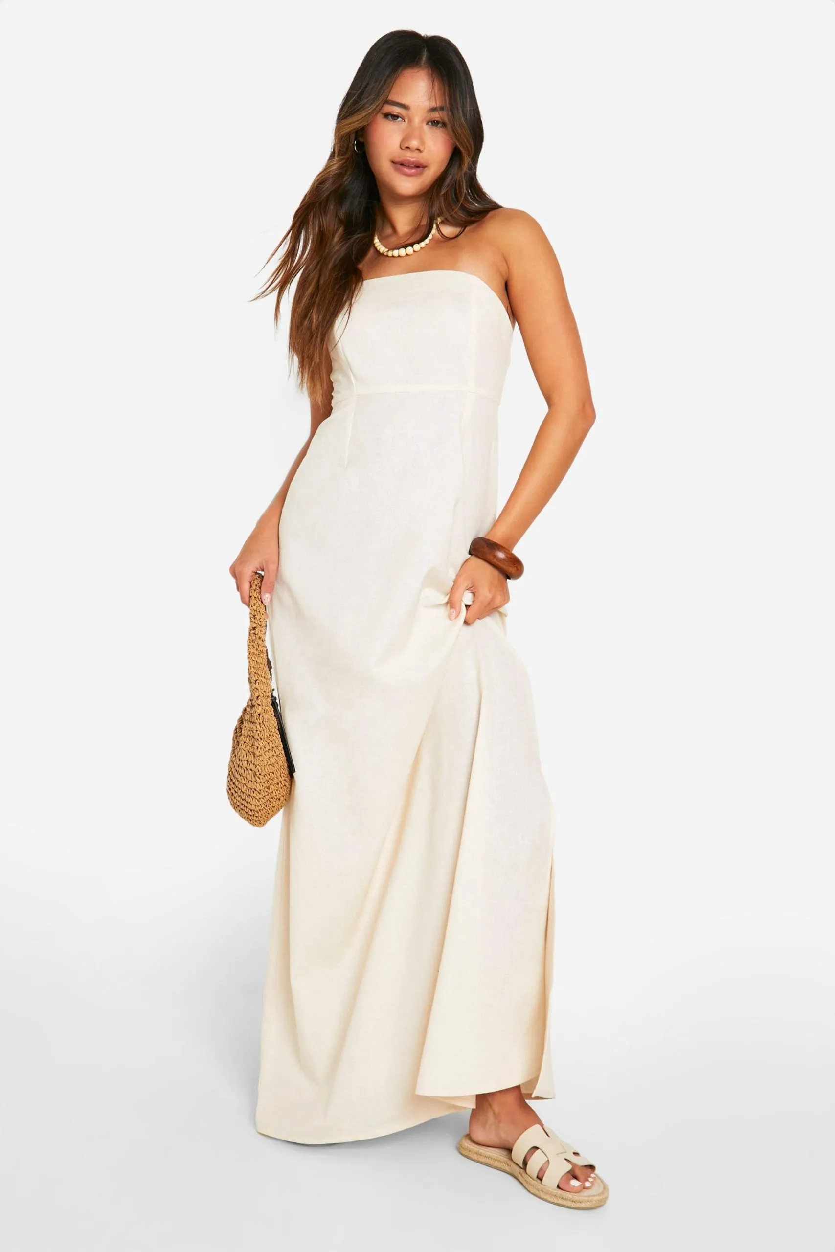 Bandeau Linen Look Maxi Dress